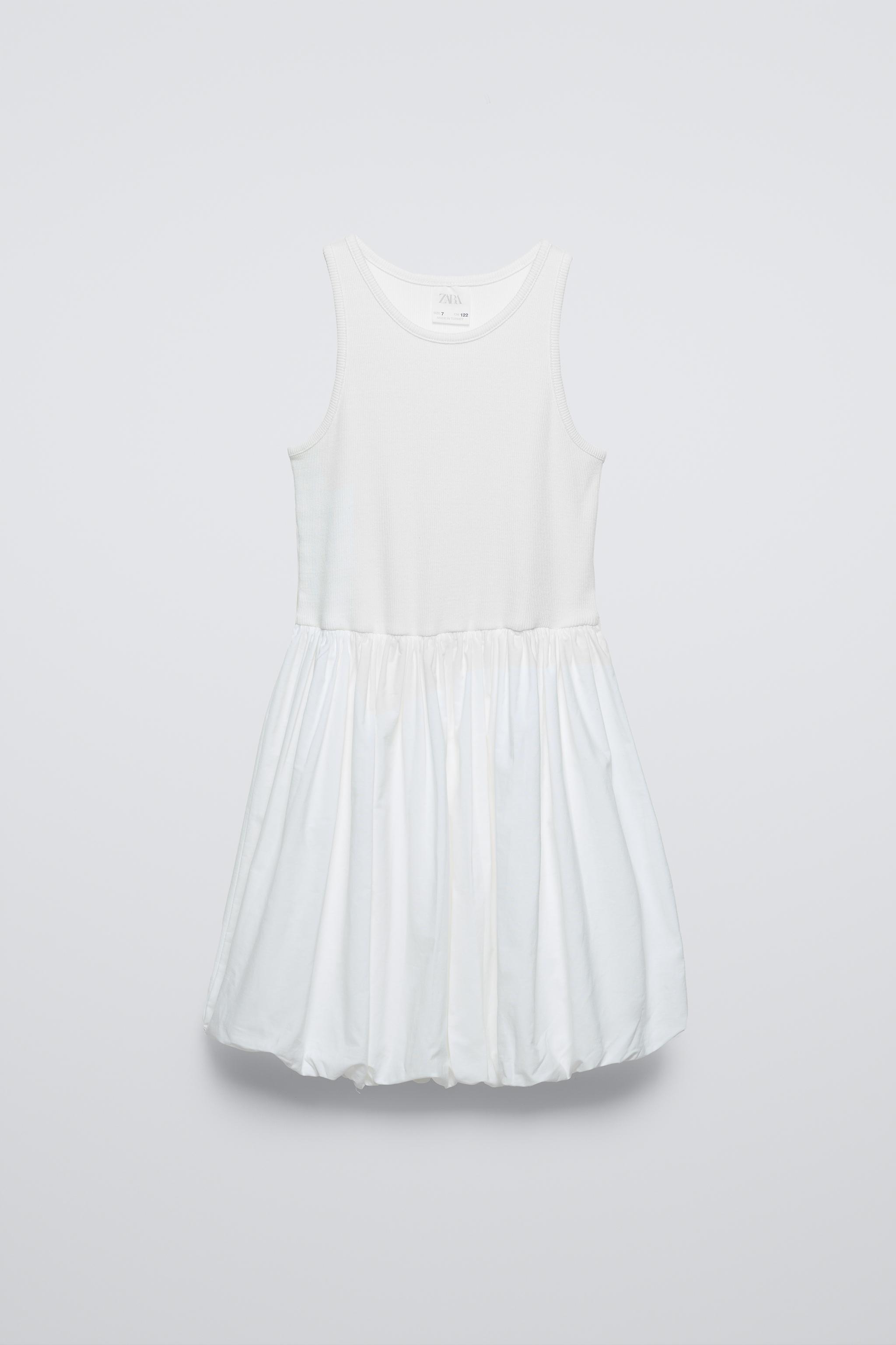 mixed rib poplin balloon dress MIXED RIB POPLIN BALLOON DRESS by Zara
