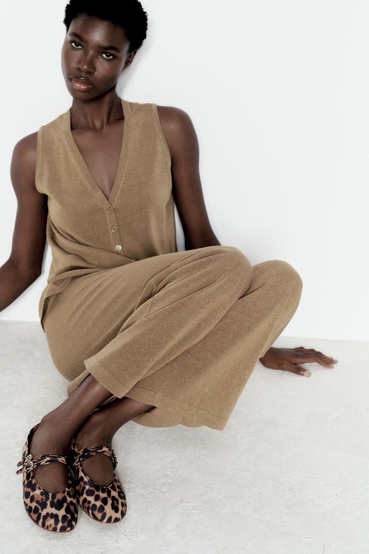 ANIMAL PRINT DOUBLE STRAP MARY JANES STRAP BALLET FLATS