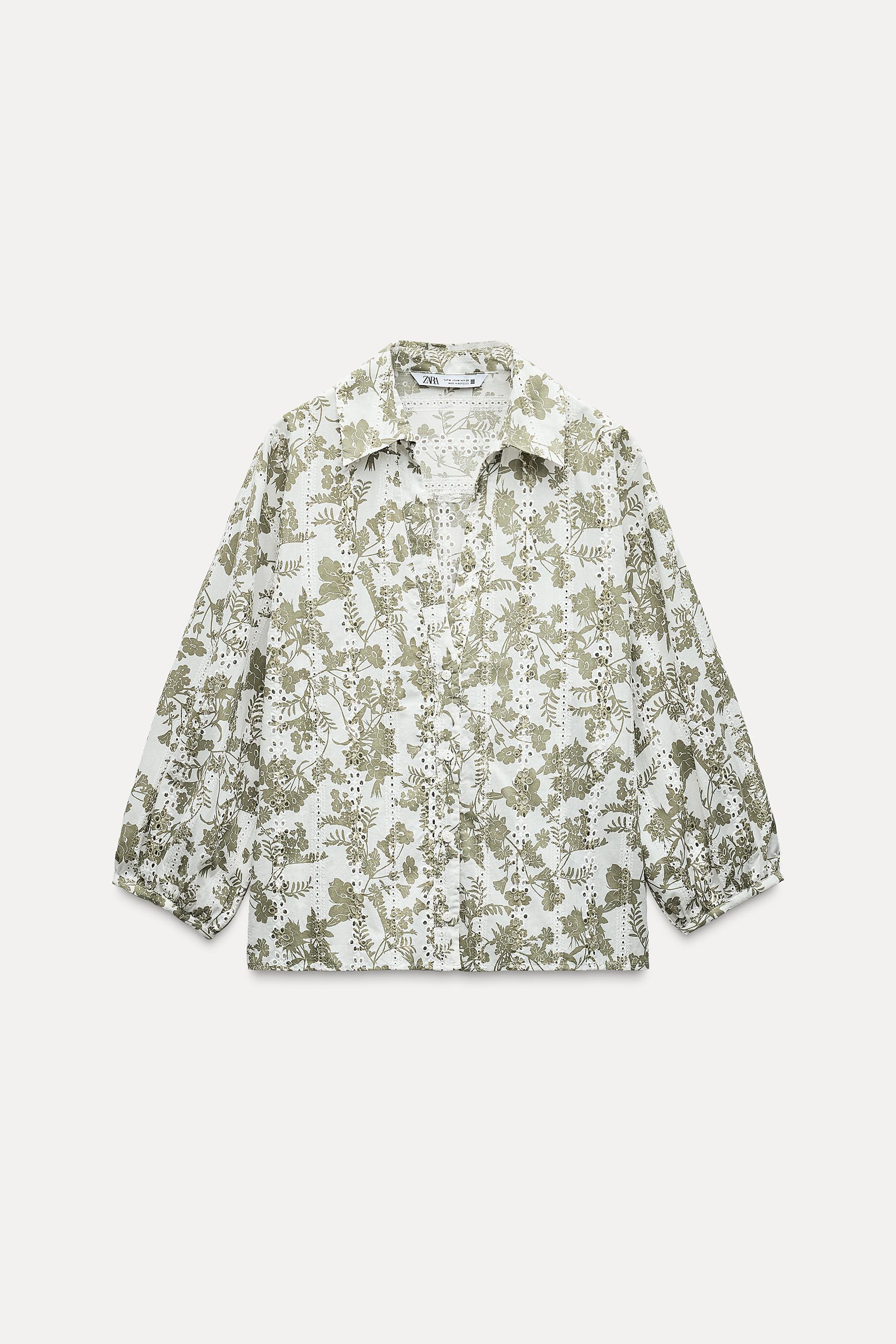 Moda Blusa Bordado Perforado Zara CAMISA BORDADOS PERFORADOS