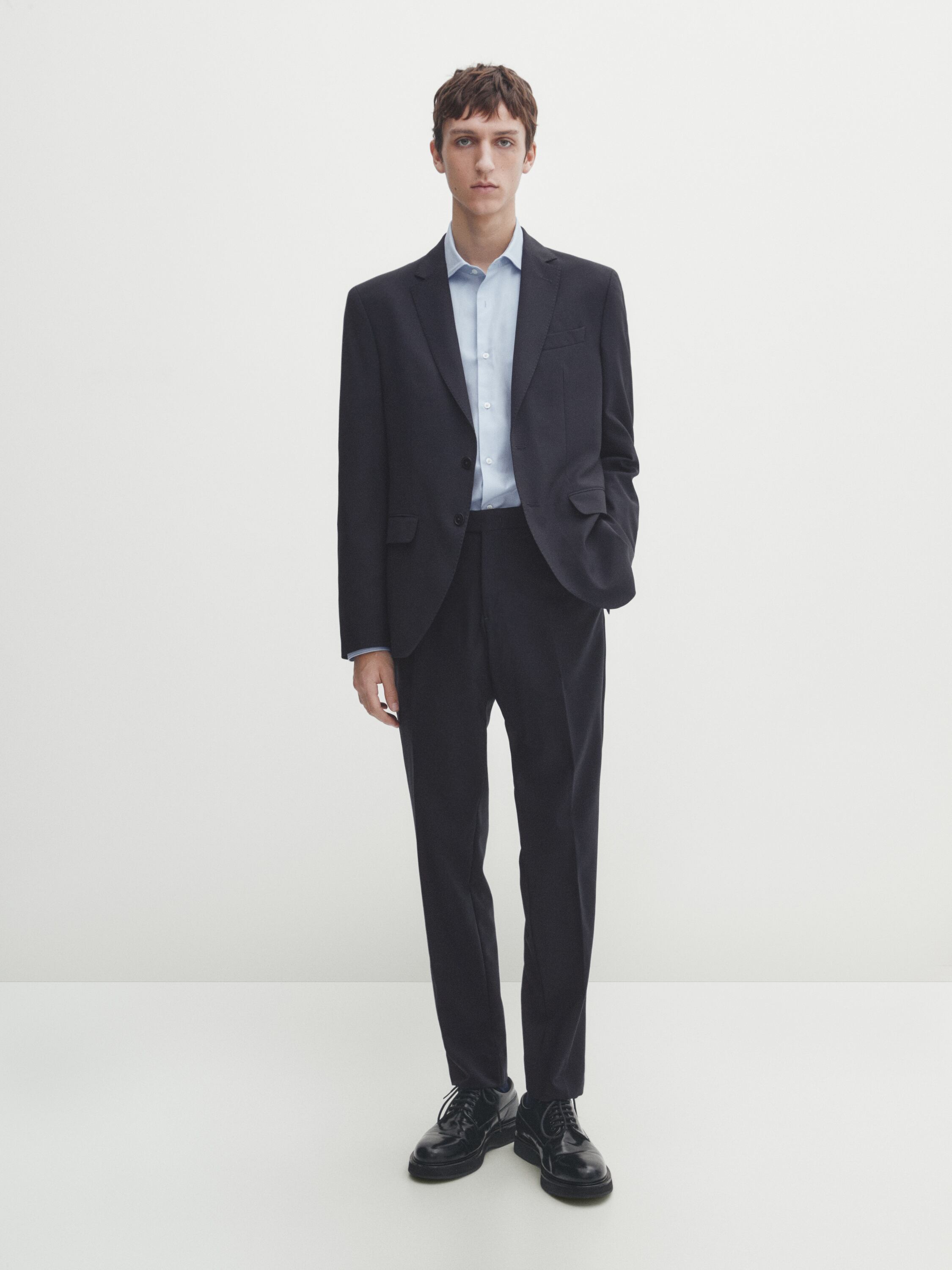 Bi-stretch wool suit trousers