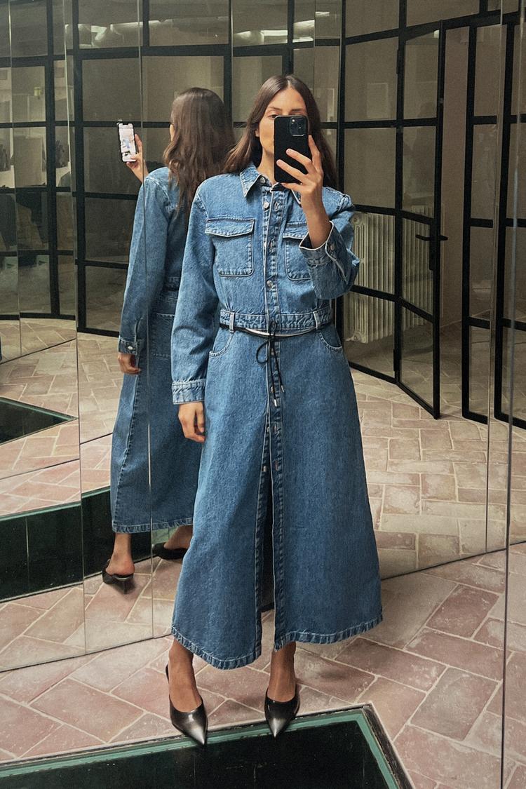 Z1975 DENIM MIDI DRESS