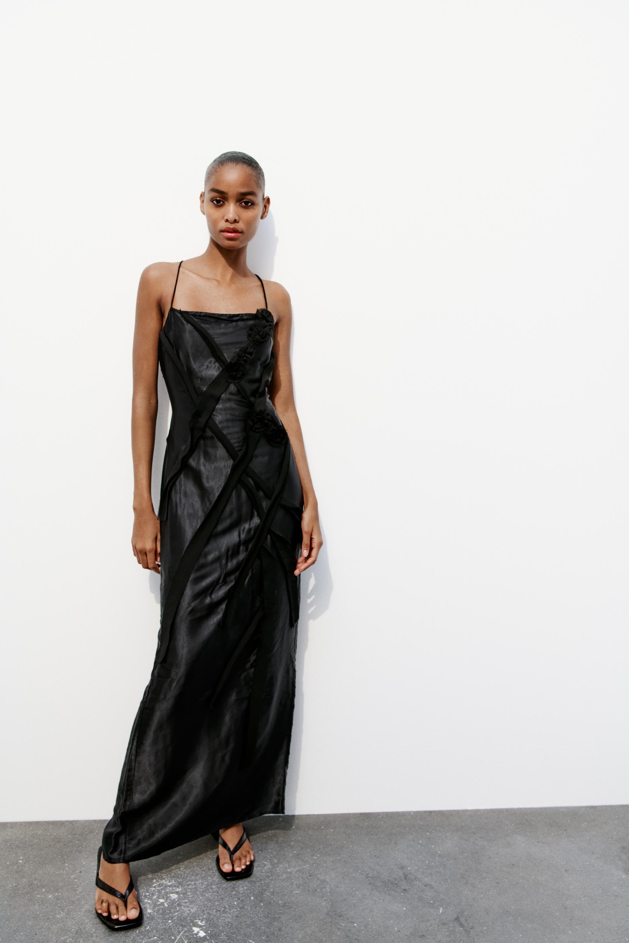 FLORAL SATIN EFFECT MIDI DRESS