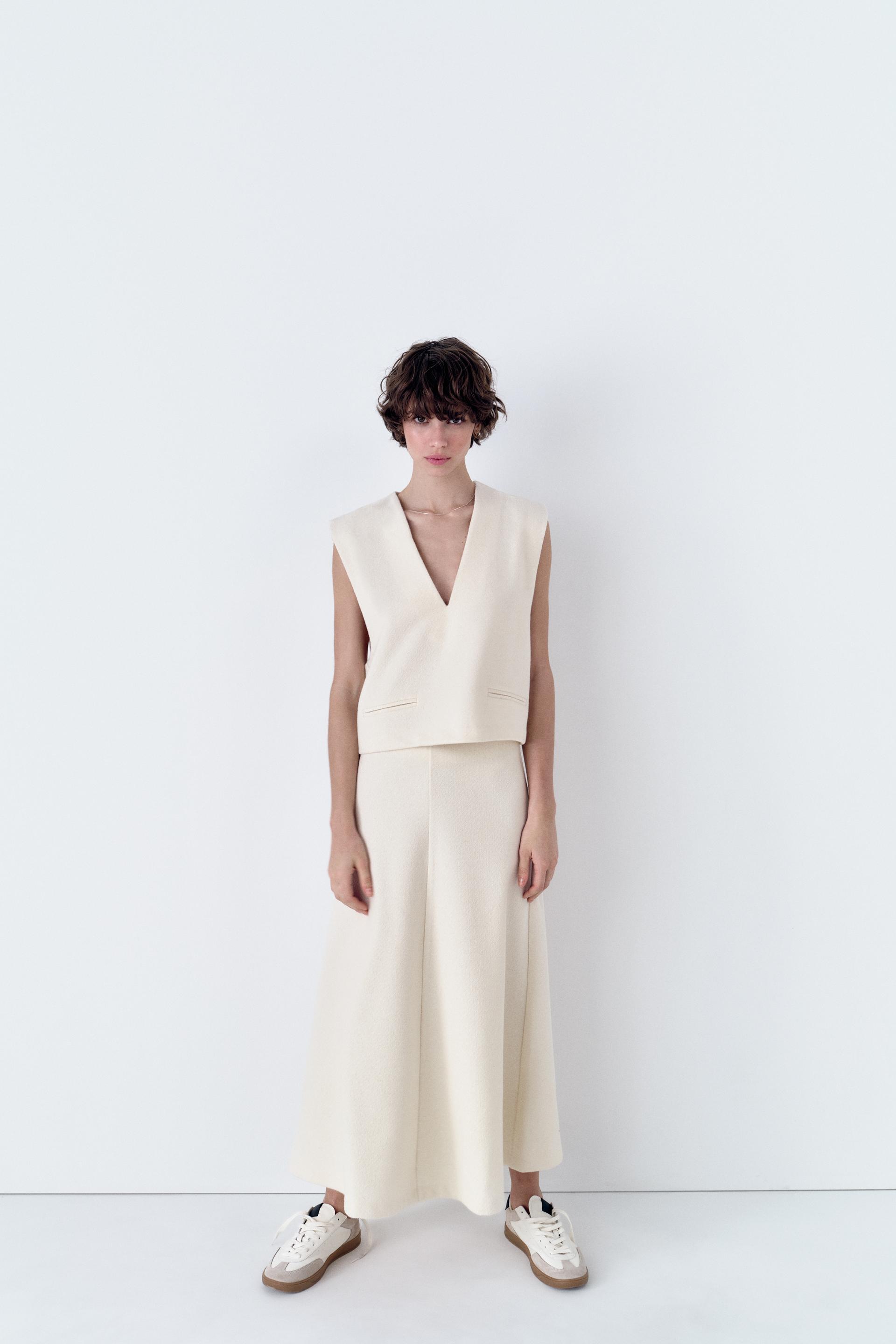 RUSTIC WAISTCOAT TOP Ecru ZARA India