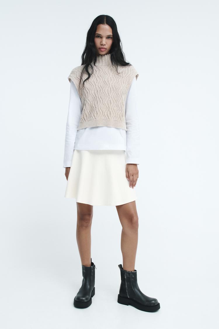 CABLE KNIT TRICOT SHIRT