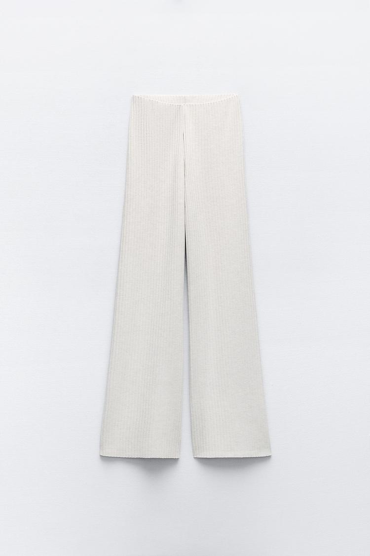 WIDE LEG RIBBED PANTS