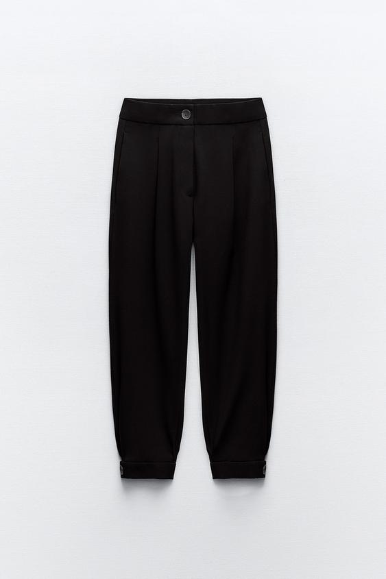 CARROTFIT TROUSERS WITH CUFFED HEMS Black ZARA Cambodia