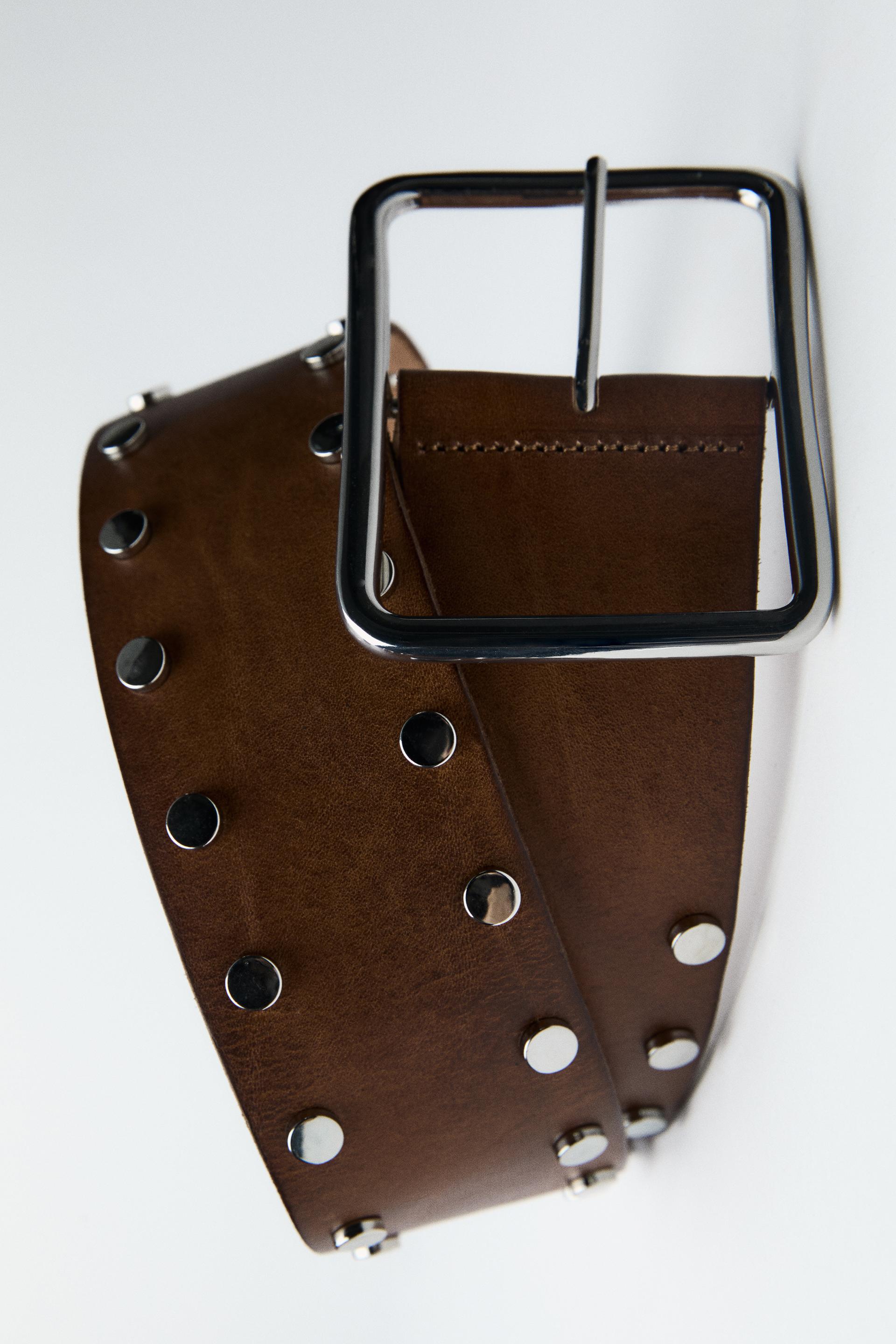 Zara Studded Leather Belt International Shipping