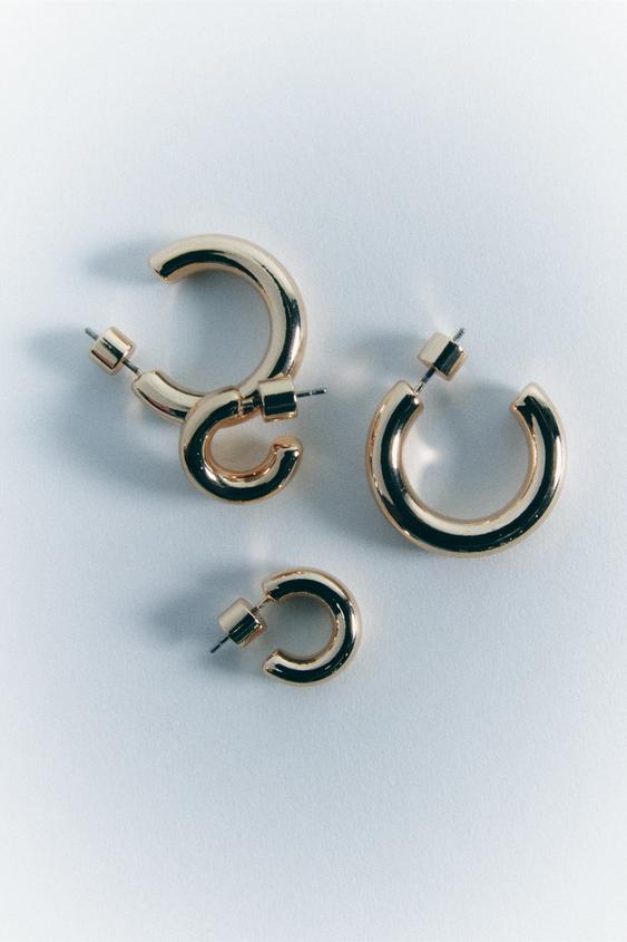 PACK OF HOOP EARRINGS Golden ZARA Cambodia