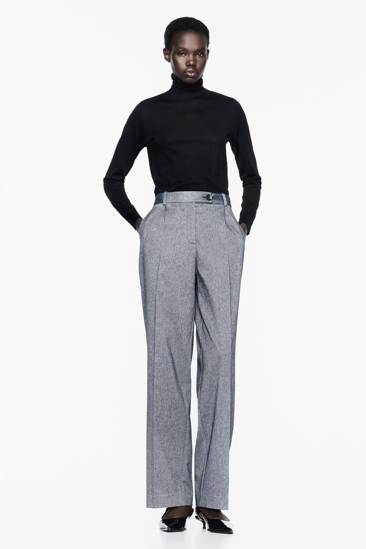 STRAIGHT LEG HERRINGBONE PANTS