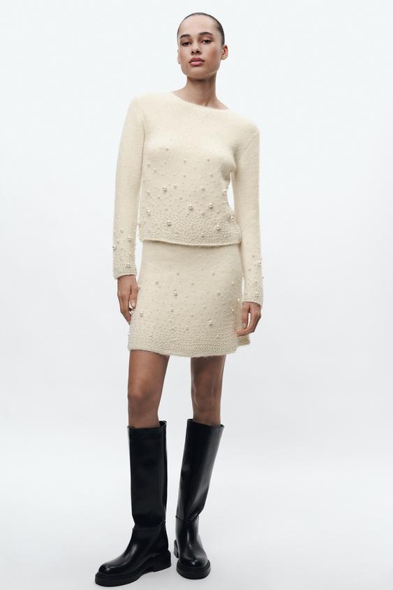 PEARL KNIT SWEATER AND MINI SKIRT MATCHING SET ZARA United States