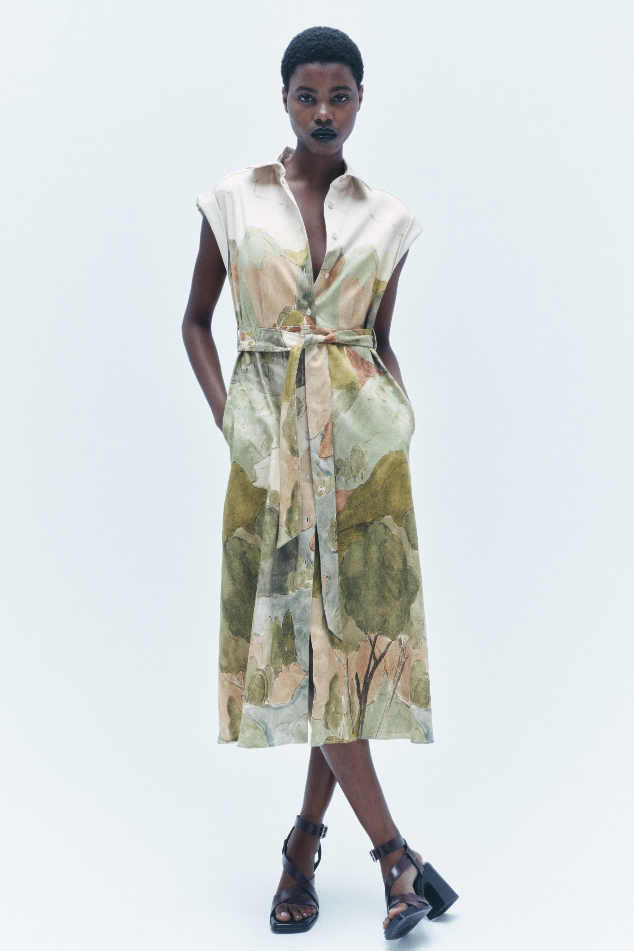 PRINTED SHIRT DRESS ZW COLLECTION