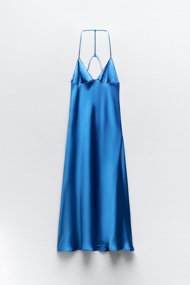SATIN EFFECT SLIP DRESS WITH BACK STRAPS