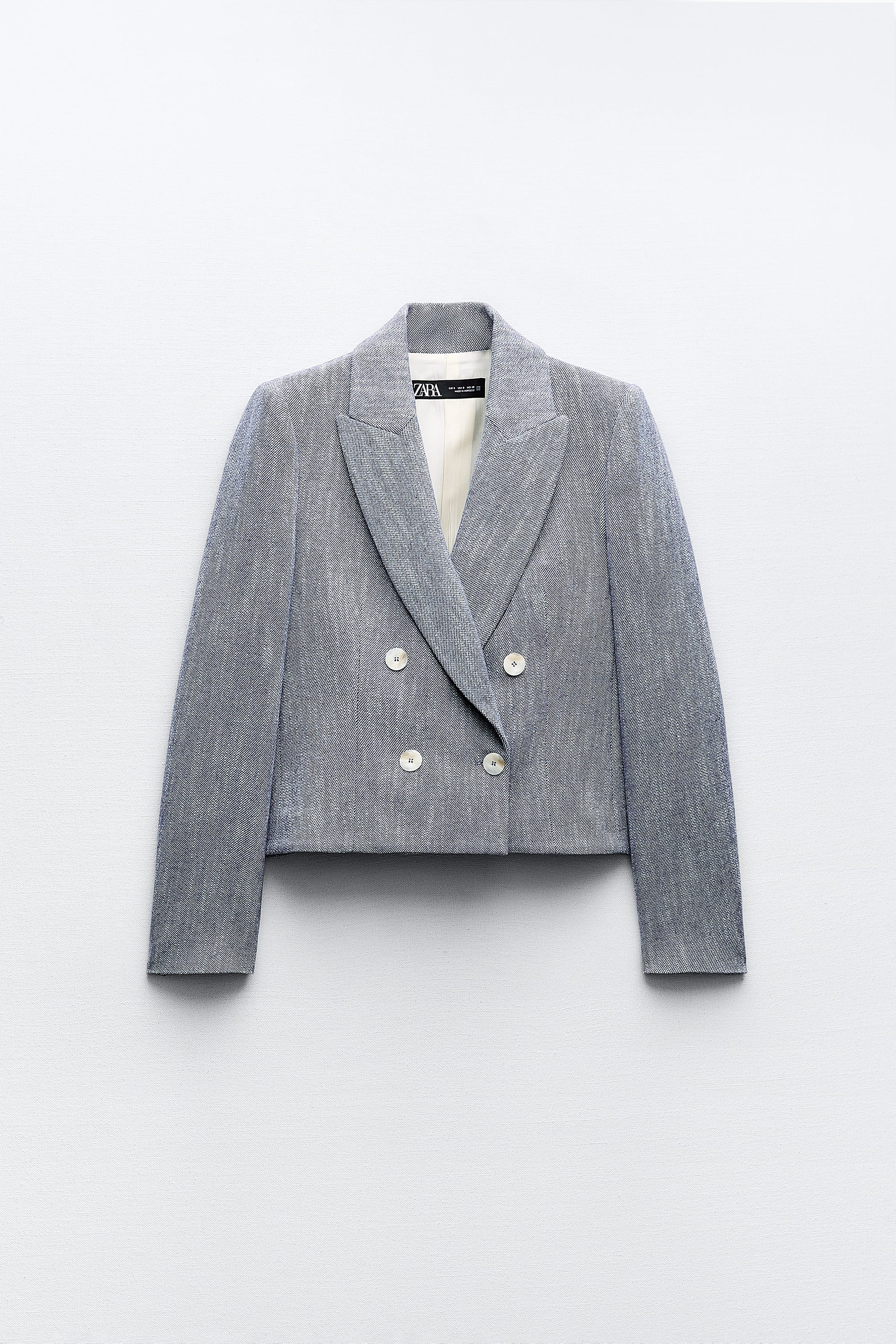 DOUBLE BREASTED CROPPED TWILL BLAZER