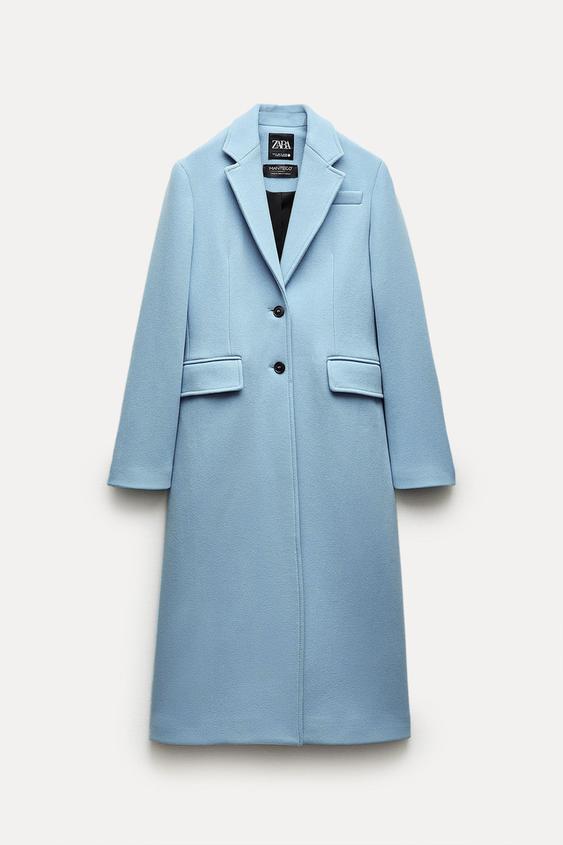 ZW COLLECTION MANTECO WOOL COAT Sky blue ZARA Saudi Arabia