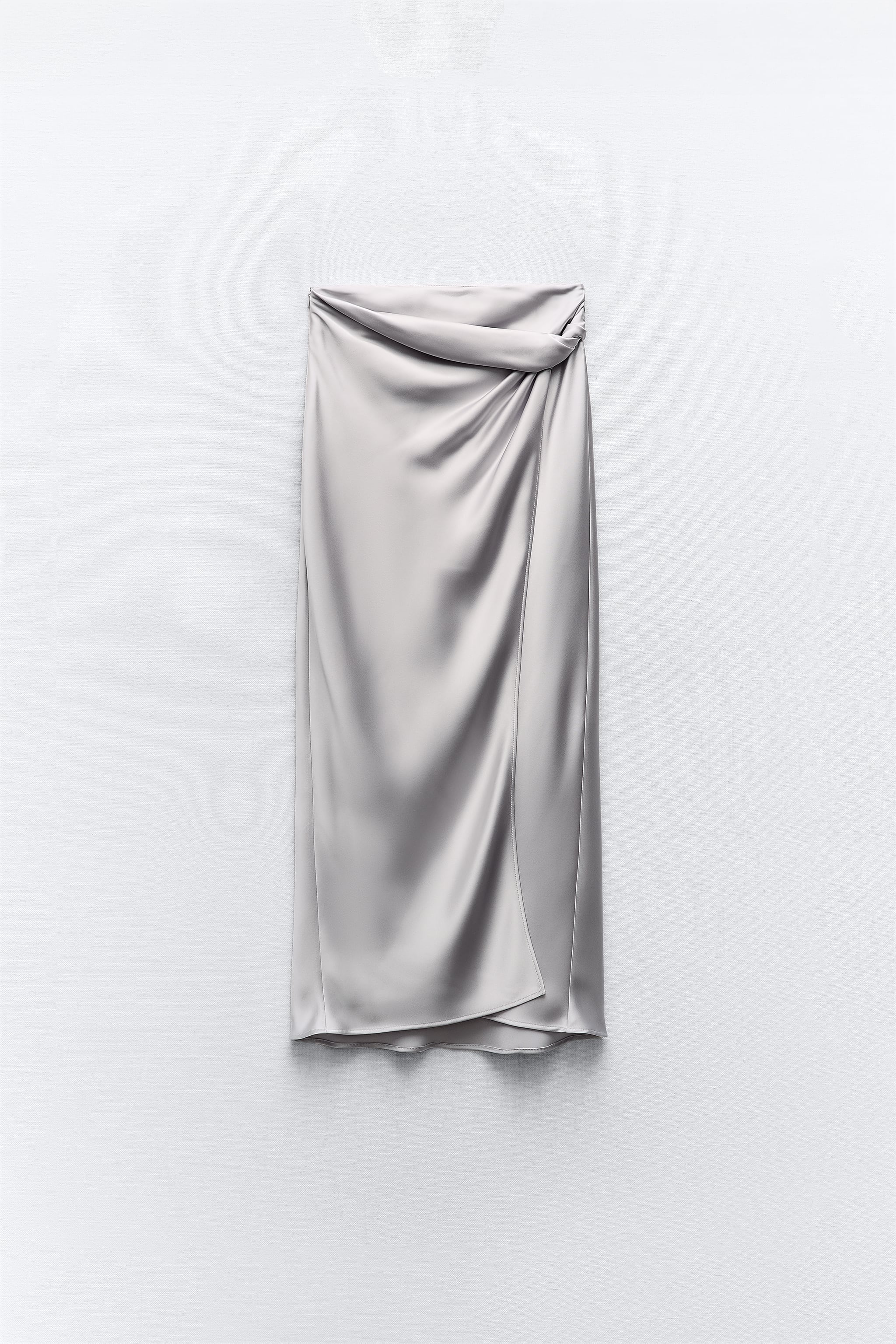 KNOTTED SATIN EFFECT MIDI SKIRT
