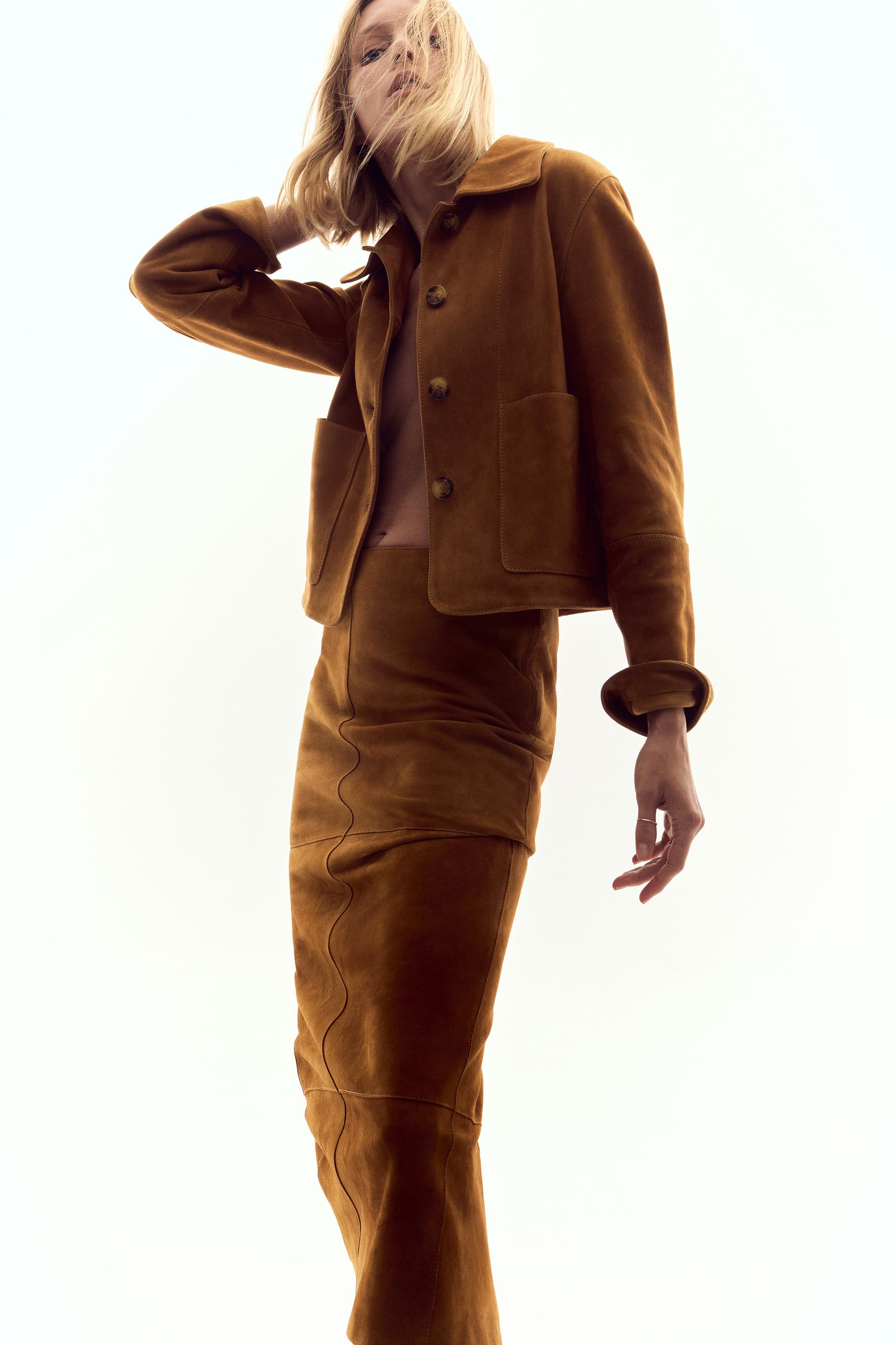 Zara Suede Leather Skirt Zw Collection International Shipping