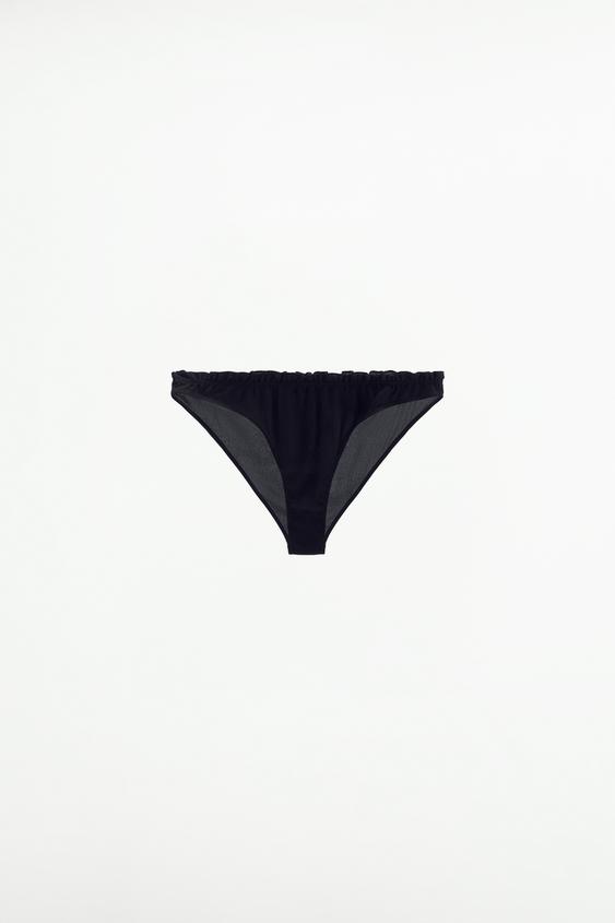 BIKINI BOTTOMS WITH FRILL Black ZARA Ireland