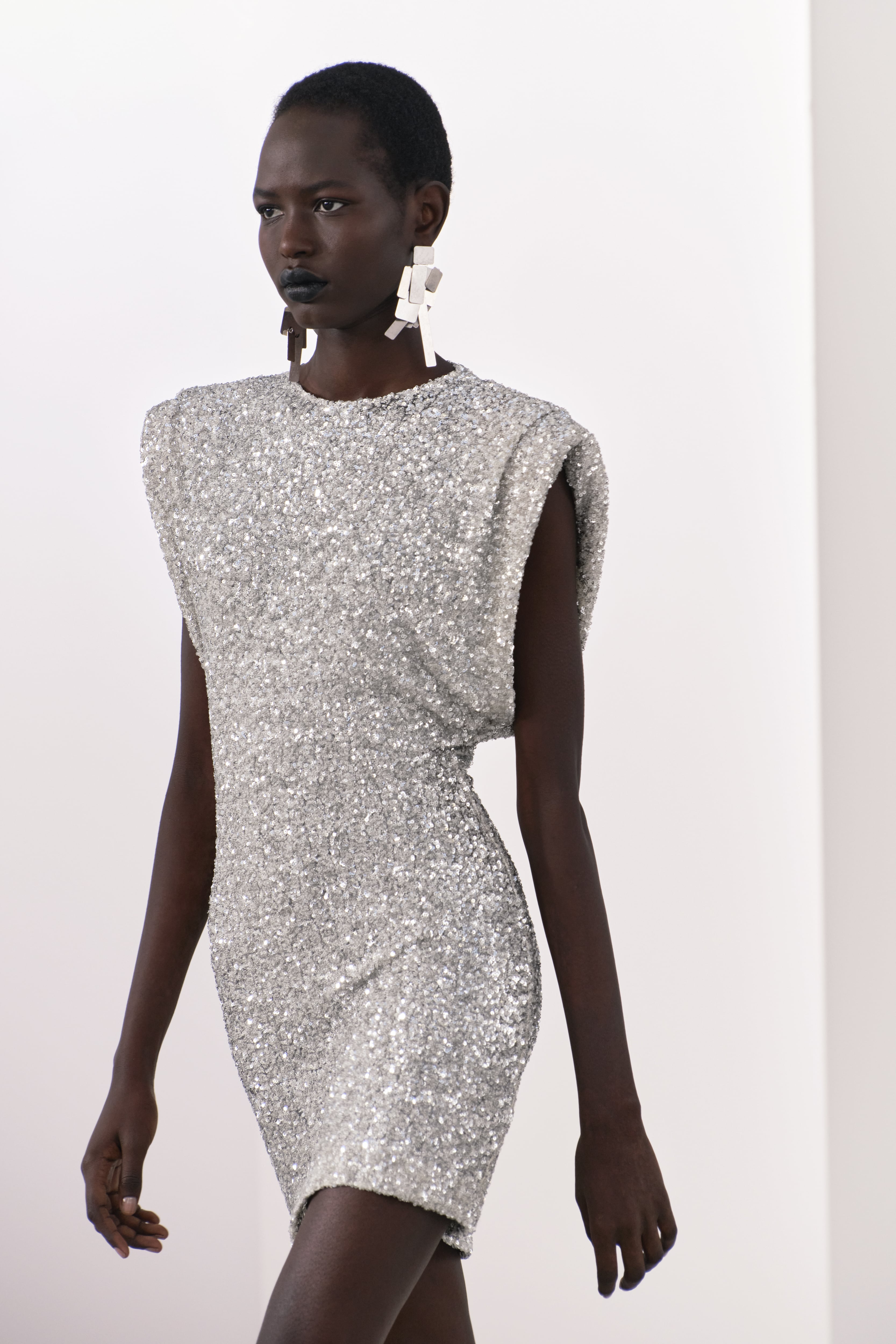 SHOULDER PADS SEQUIN DRESS ZW COLLECTION