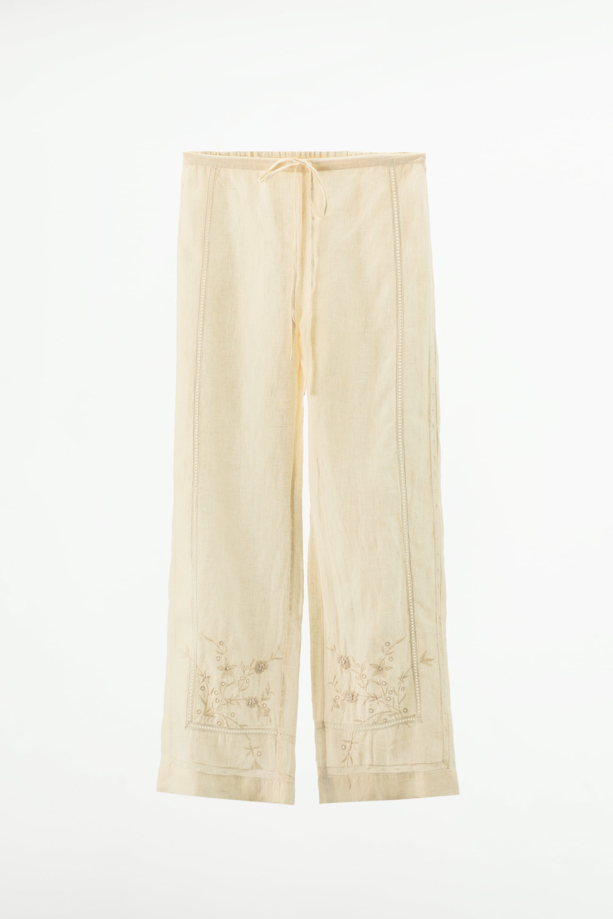 EMBROIDERED LINEN PANTS