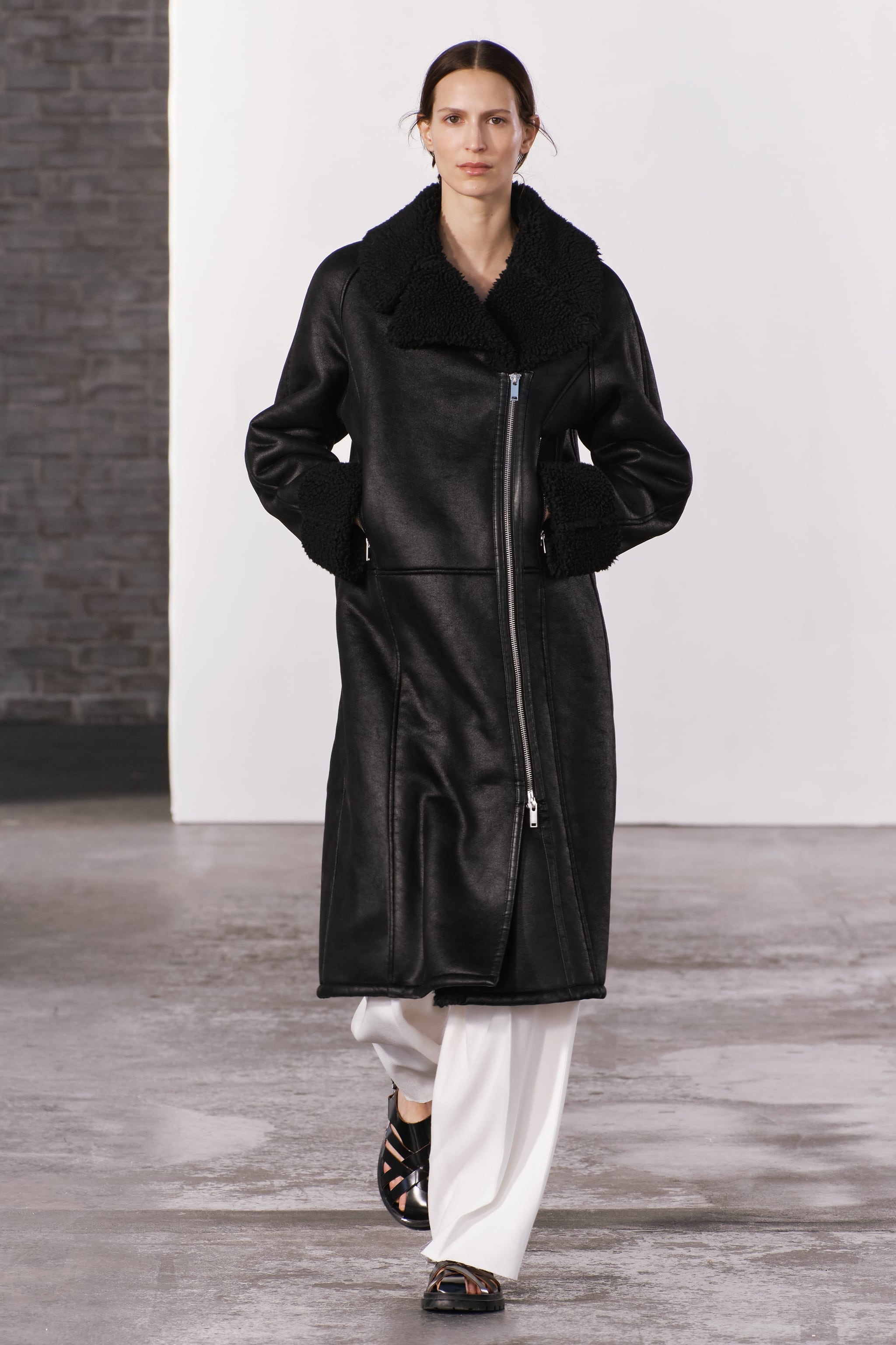 DOUBLE FACED LONG BIKER COAT ZW COLLECTION