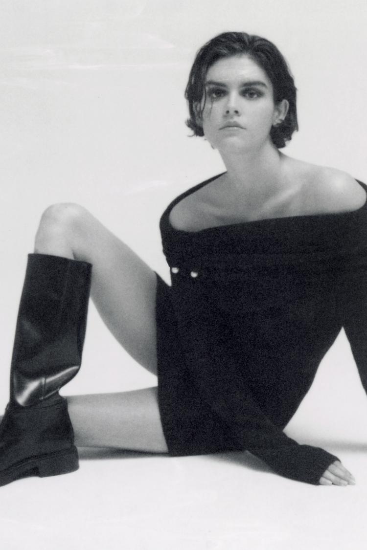 DRAPED KNIT MINI DRESS