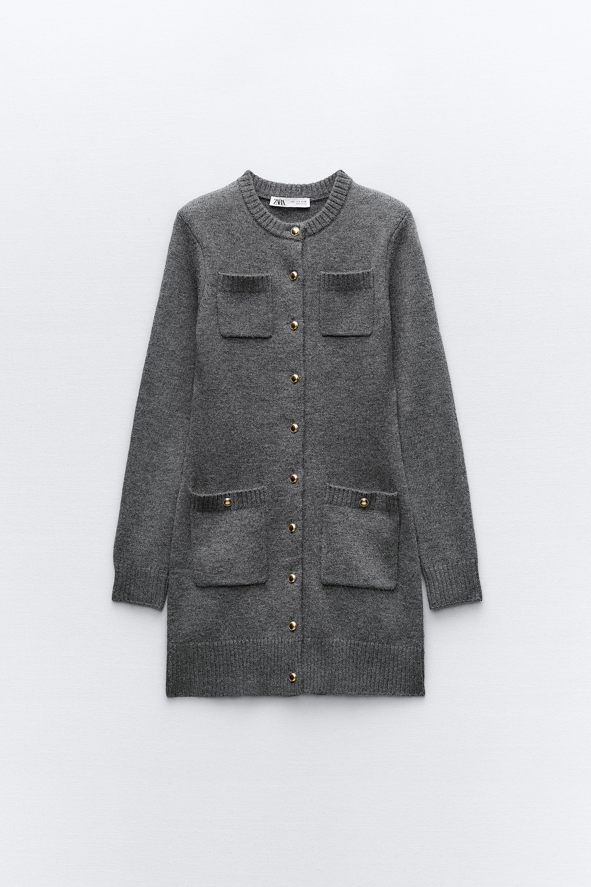 SHORT KNIT DRESS WITH POCKETS Grey ZARA India