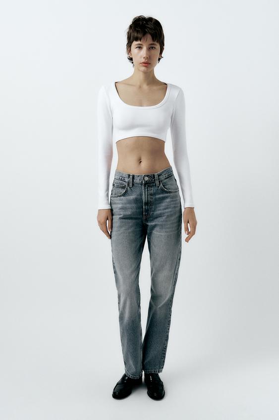 LONG SLEEVE CROP TOP White ZARA Thailand