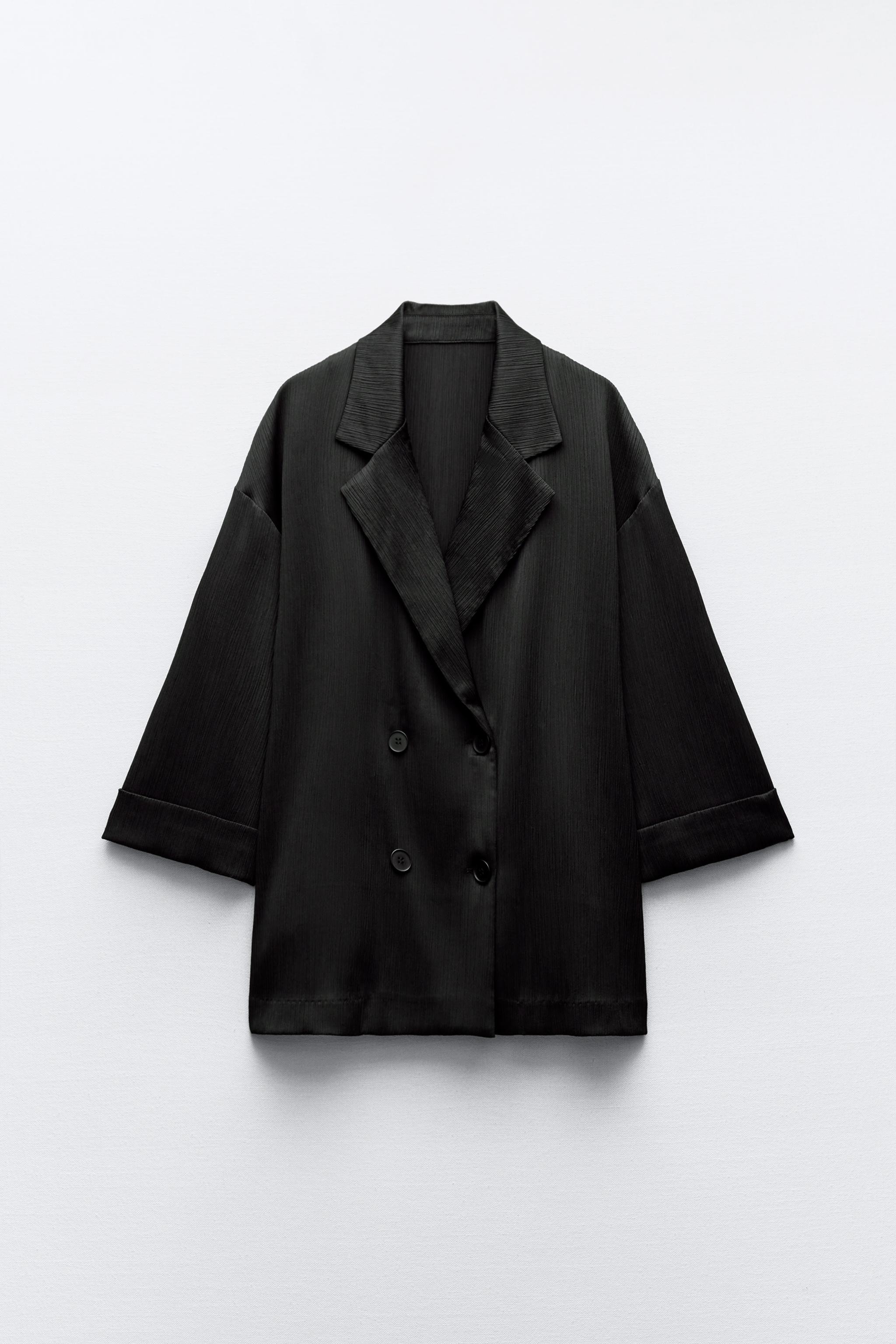 WRINKLE LOOK DOUBLE BREASTED BLAZER