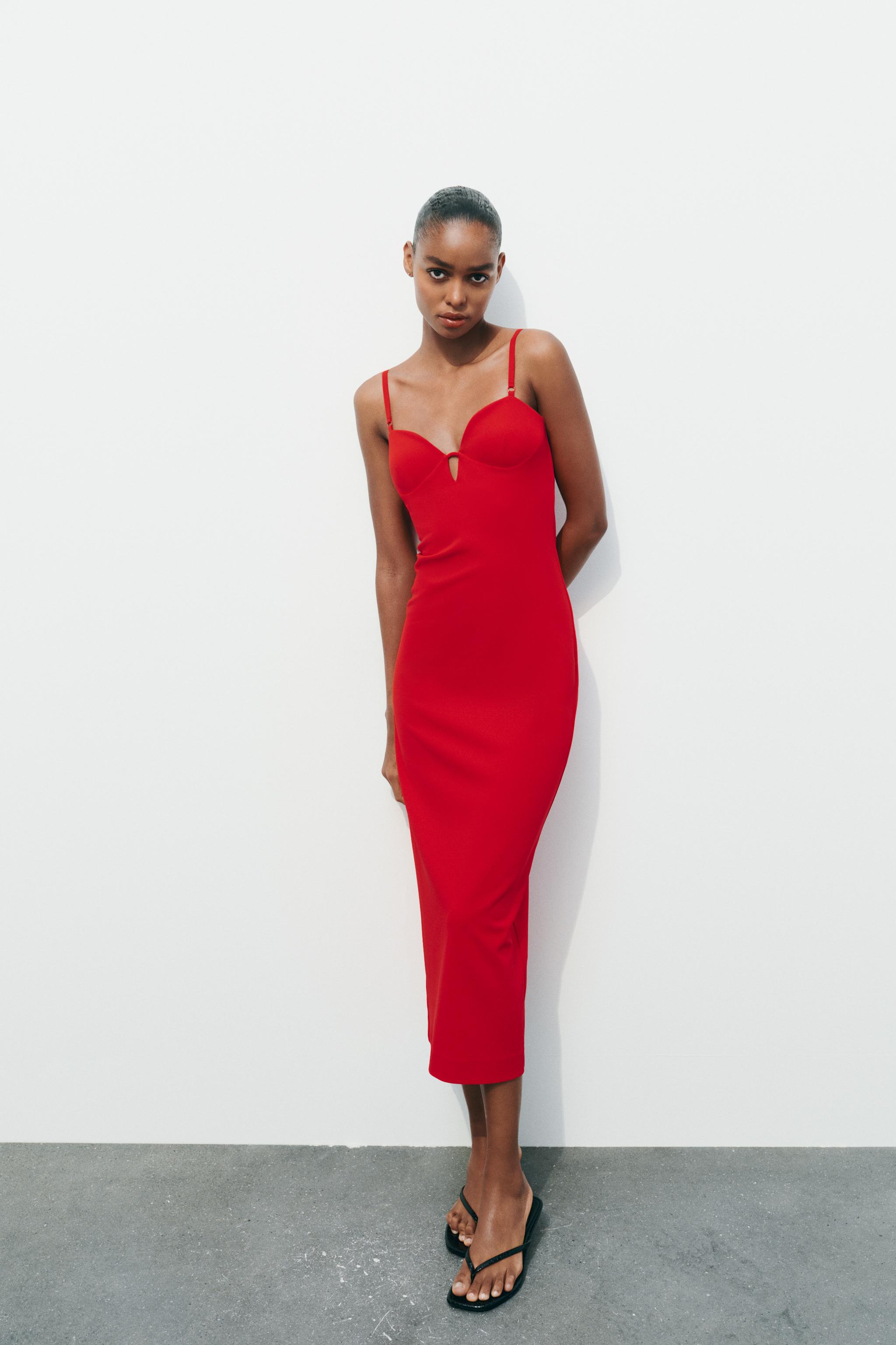 zara red midi dress Boden Women's Cross Waist Jersey in The flattering wrap effect Zara PLEATED MIDI DRESS |