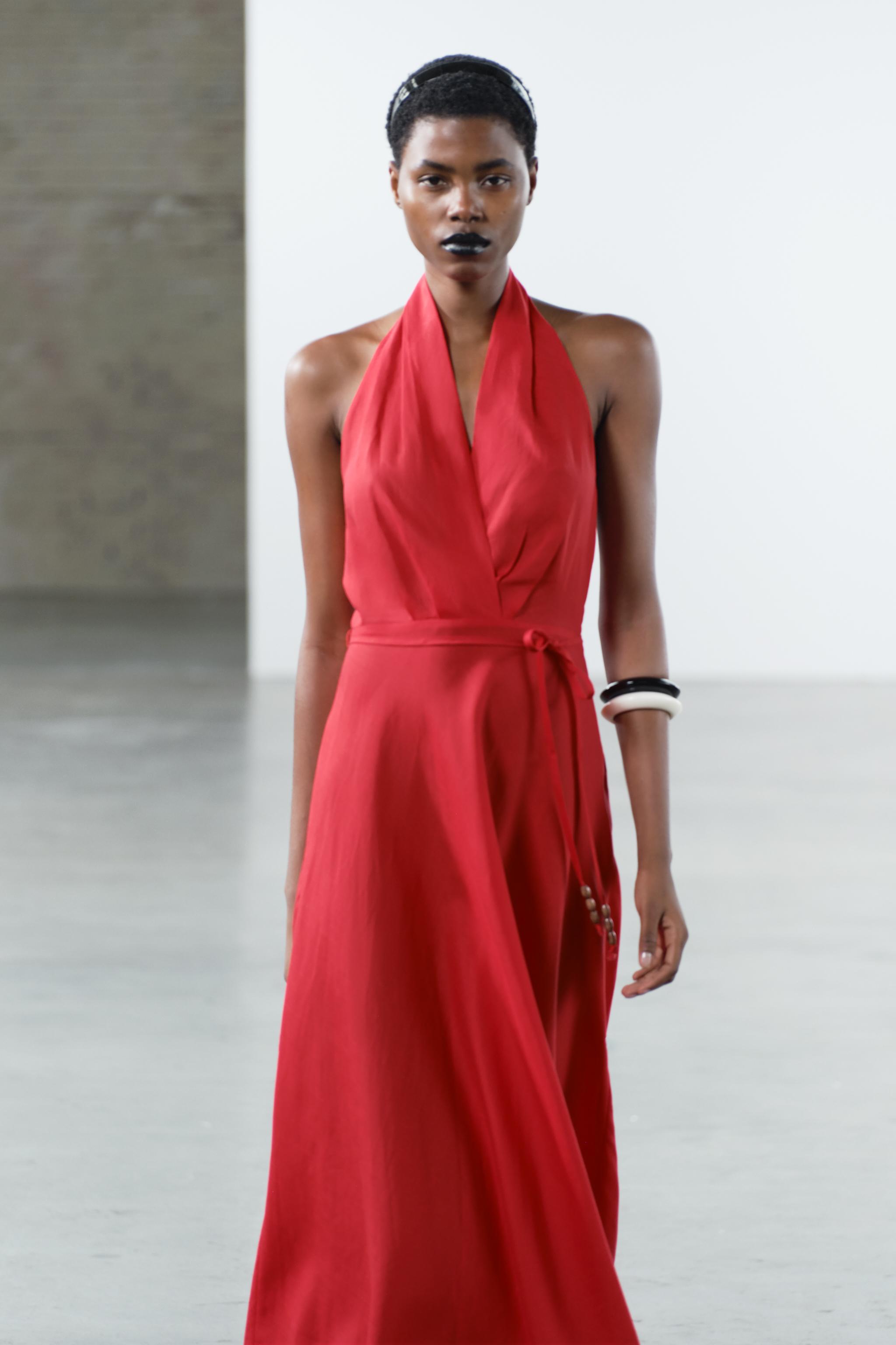 Zara ZW COLLECTION MIDI HALTER DRESS | Square One