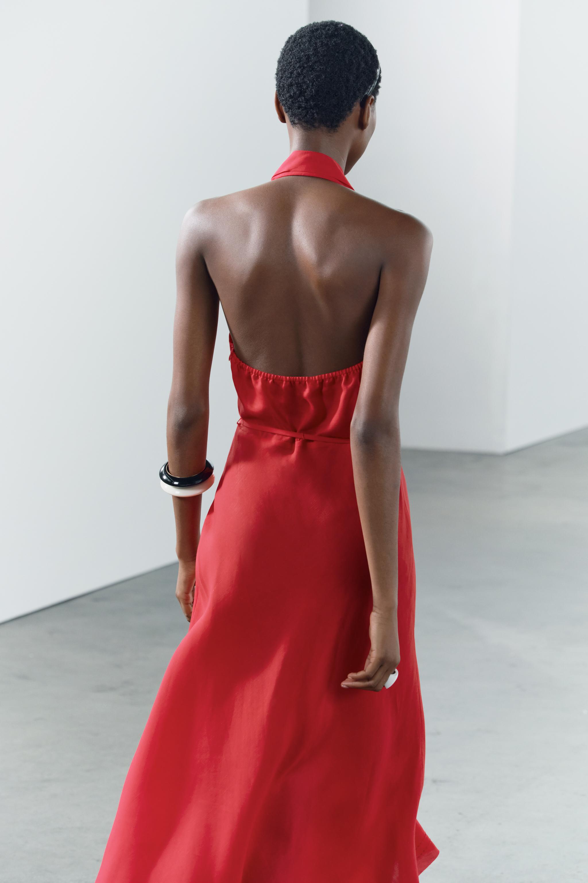 Zara ZW COLLECTION MIDI HALTER DRESS | Square One