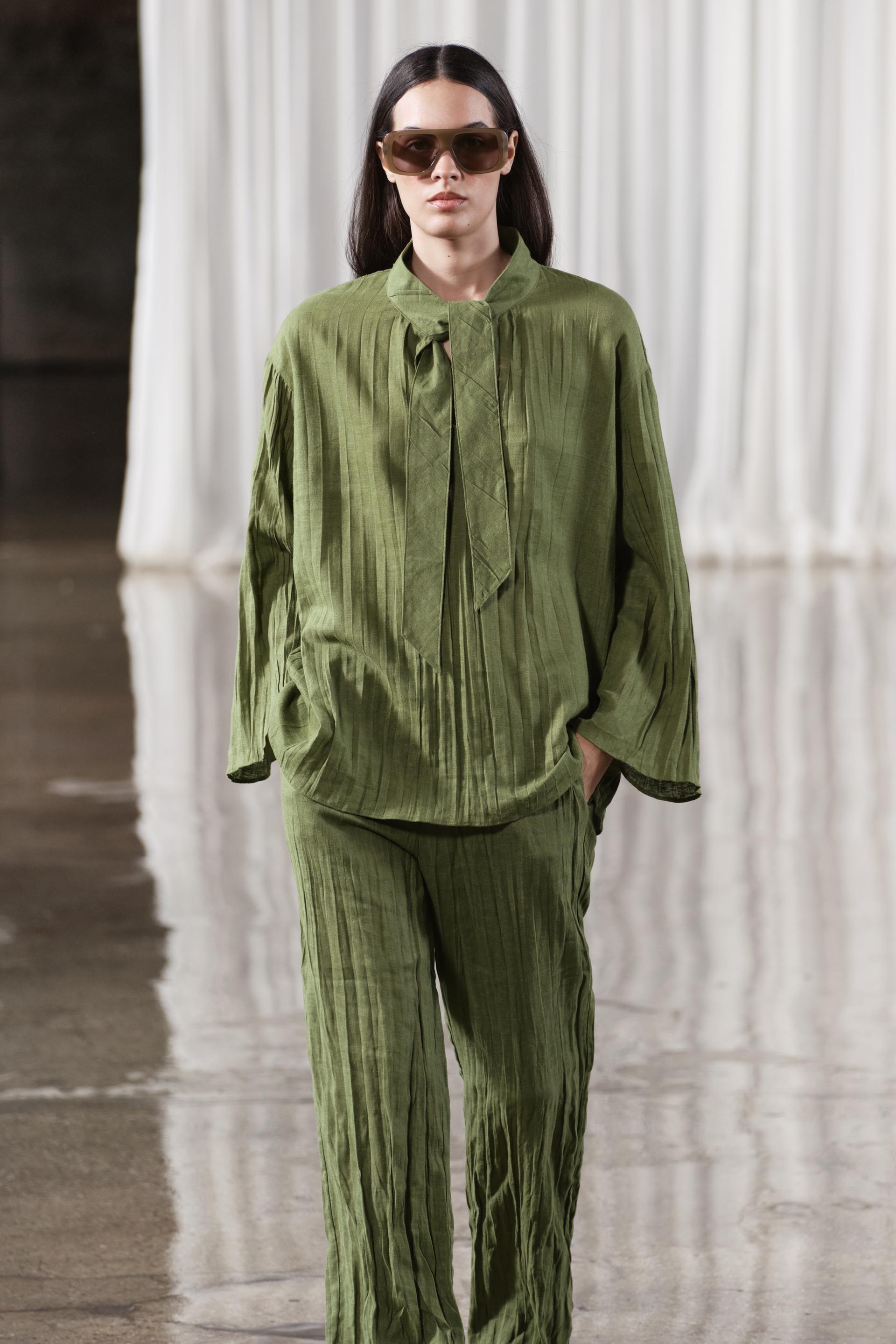 Zara Wrinkled Linen Pajama Pants Zw Collection International Shipping