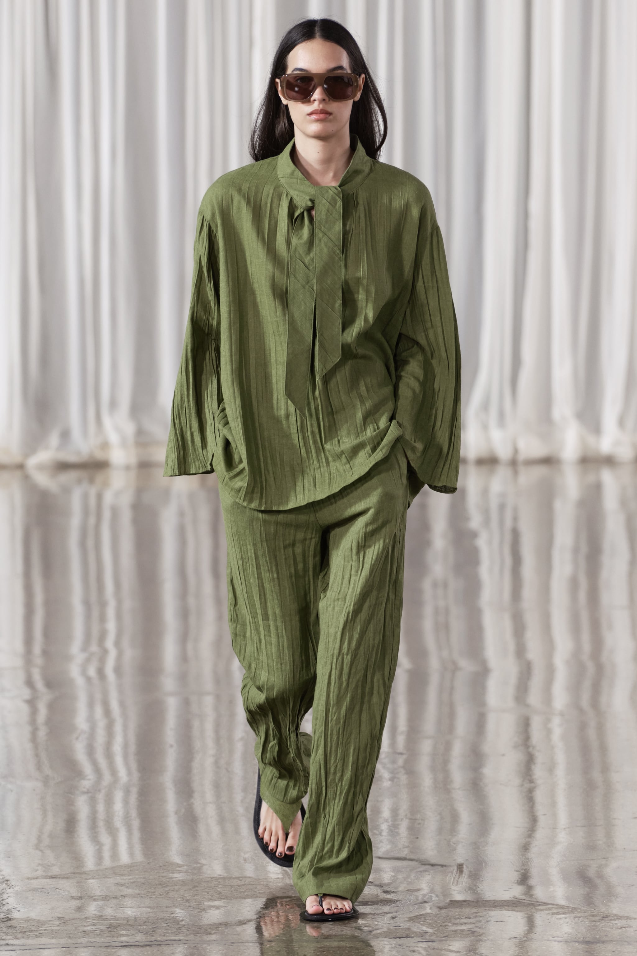 WRINKLED LINEN PAJAMA PANTS ZW COLLECTION