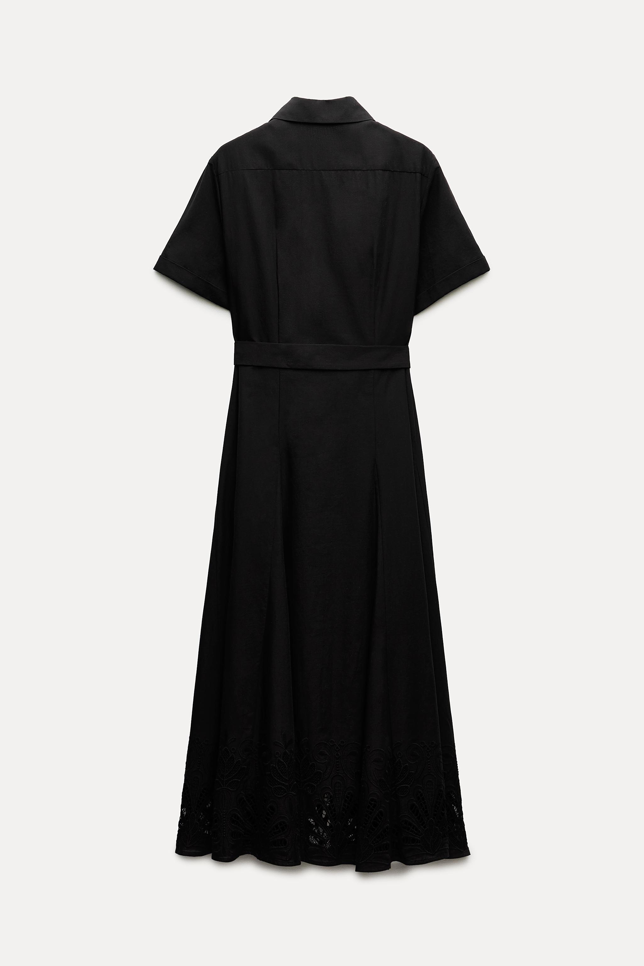 zara shirt dress black Zara - Zw Collection Sash Shirt Dress - Black - L