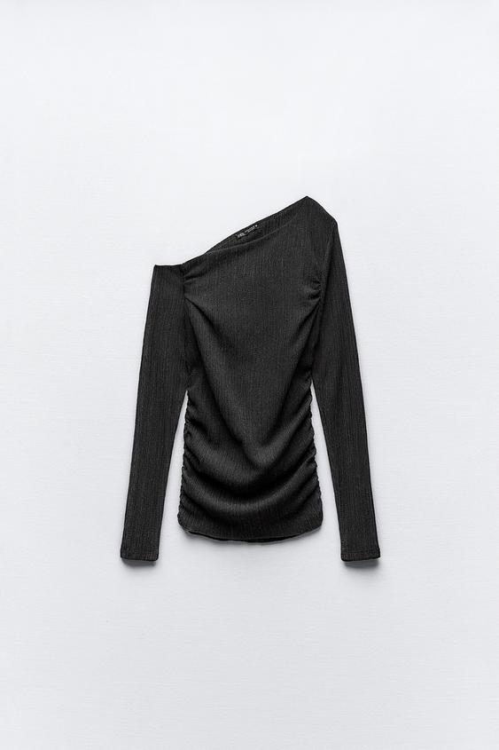 TEXTURED ASYMMETRIC TOP Dark anthracite ZARA India