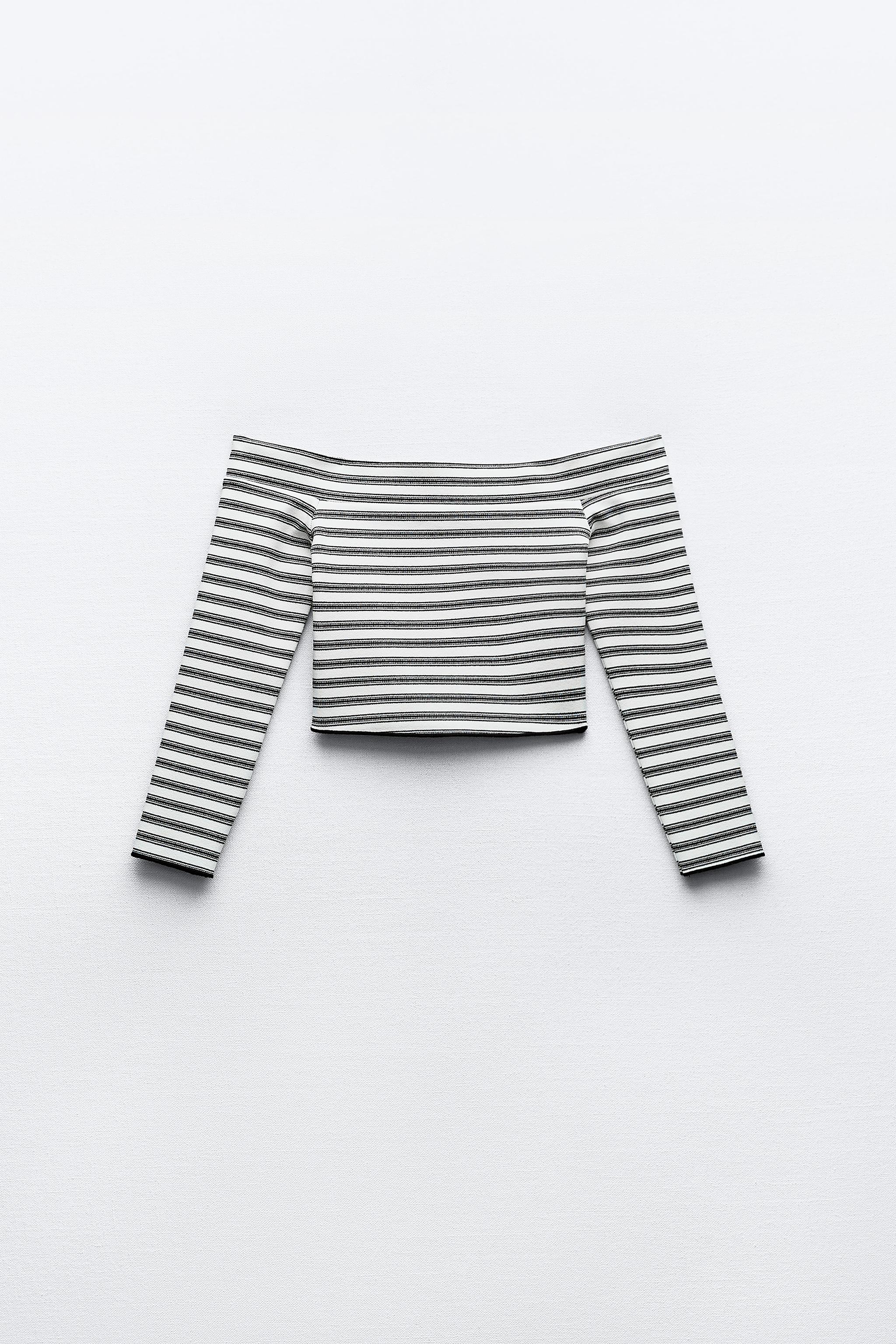 STRIPED STRETCH KNIT TOP