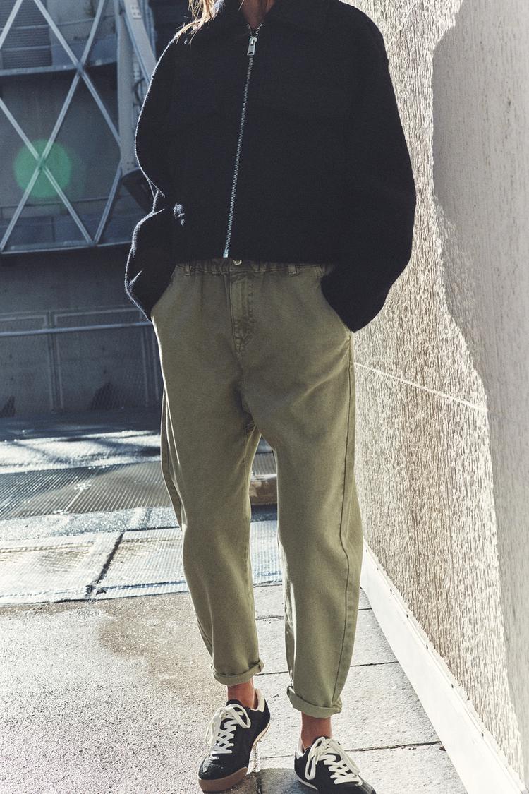 HIGH-WAISTED PAPERBAG BAGGY JEANS Z1975 - Zara product image