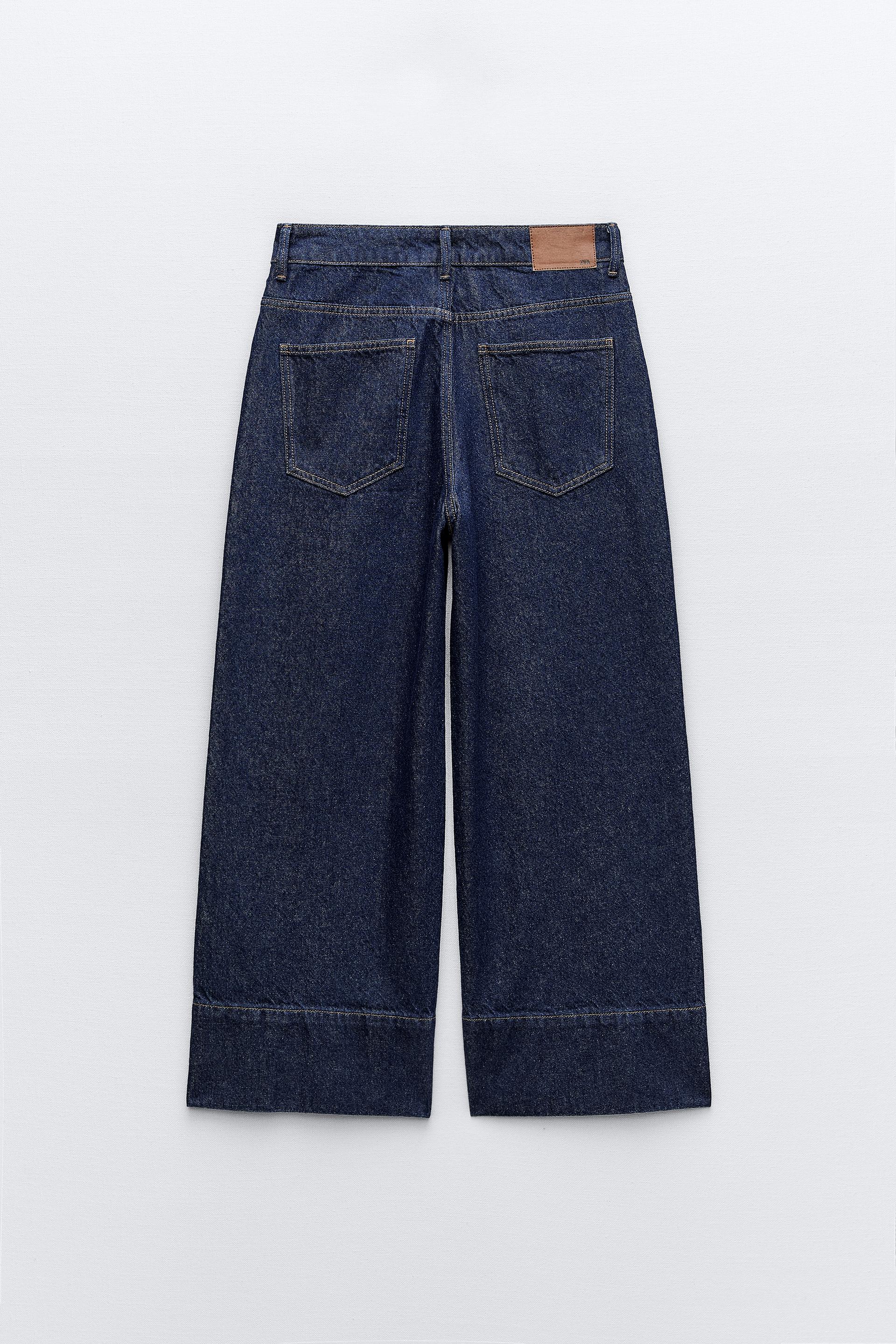 Zara Crop Wide Leg Front Seam Z1975 Jeans With A High Waist