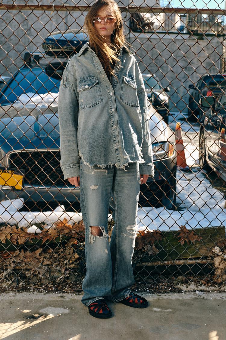 TRF HIGH RISE WIDE LEG RIPPED JEANS