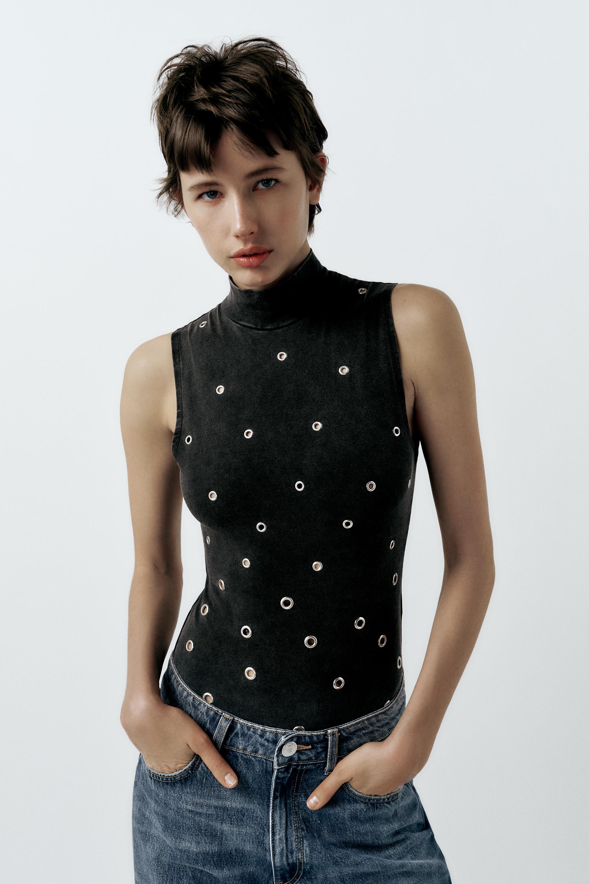 WASHED EFFECT EYELET BODYSUIT