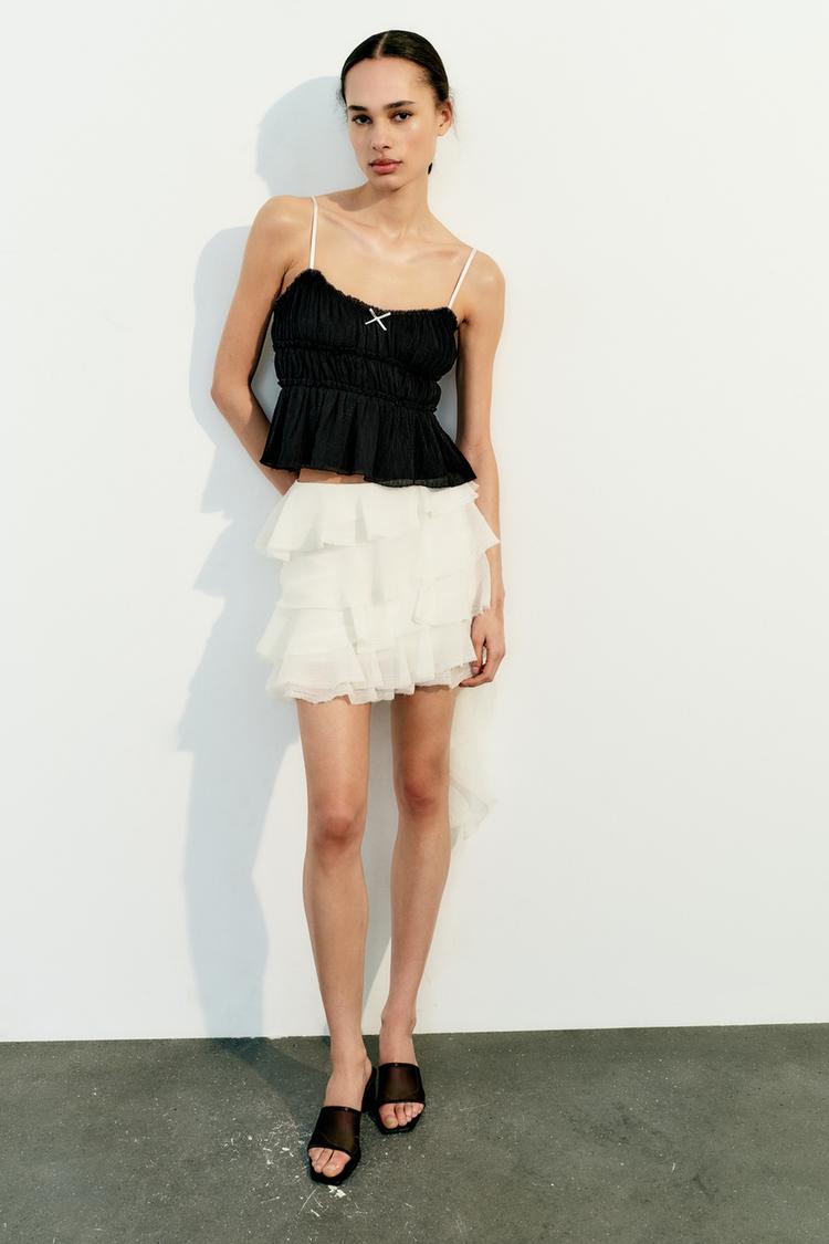 LITTLE BOW TEXTURED TOP