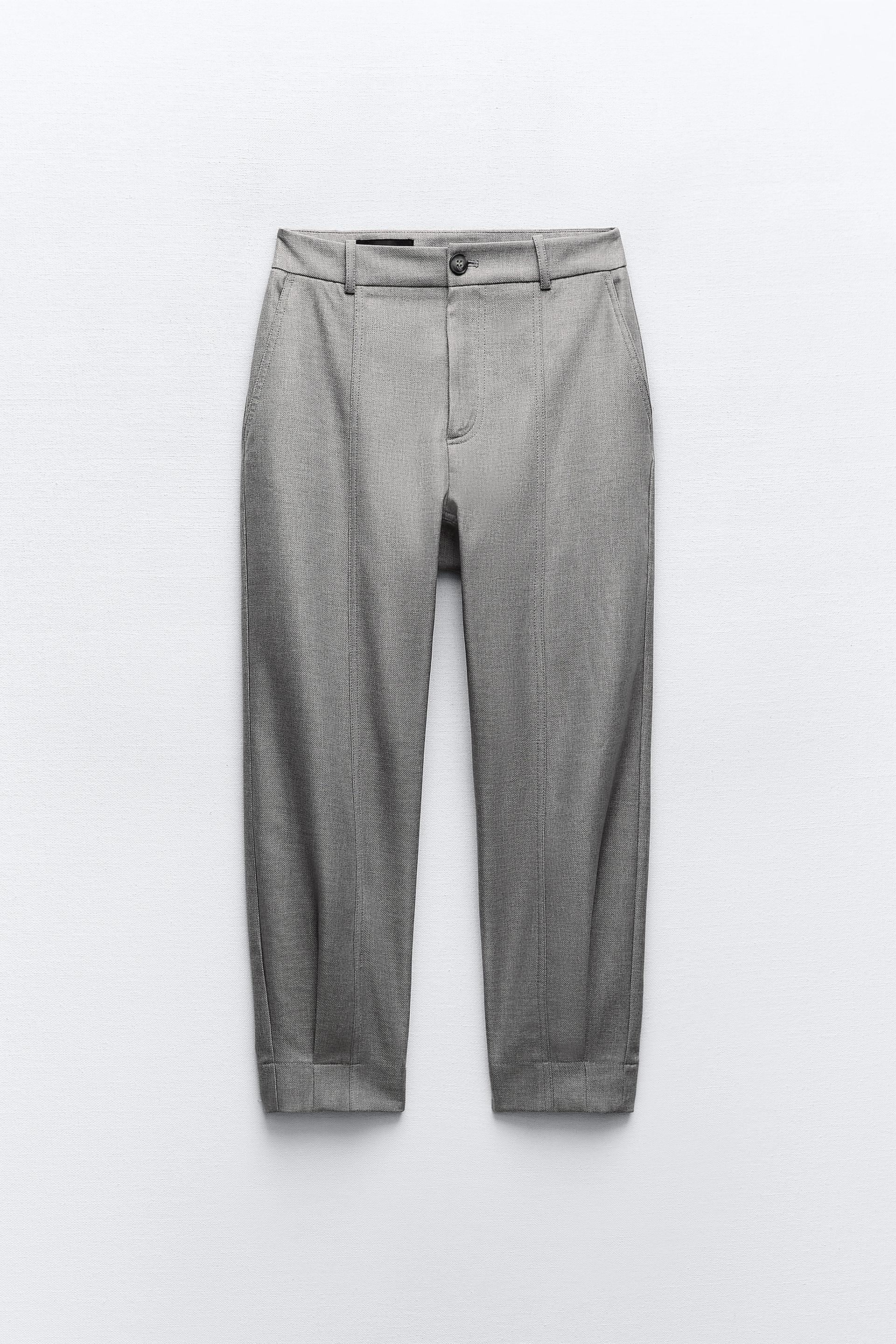 CARROT FIT TROUSERS WITH DARTED HEMS Grey ZARA Ireland