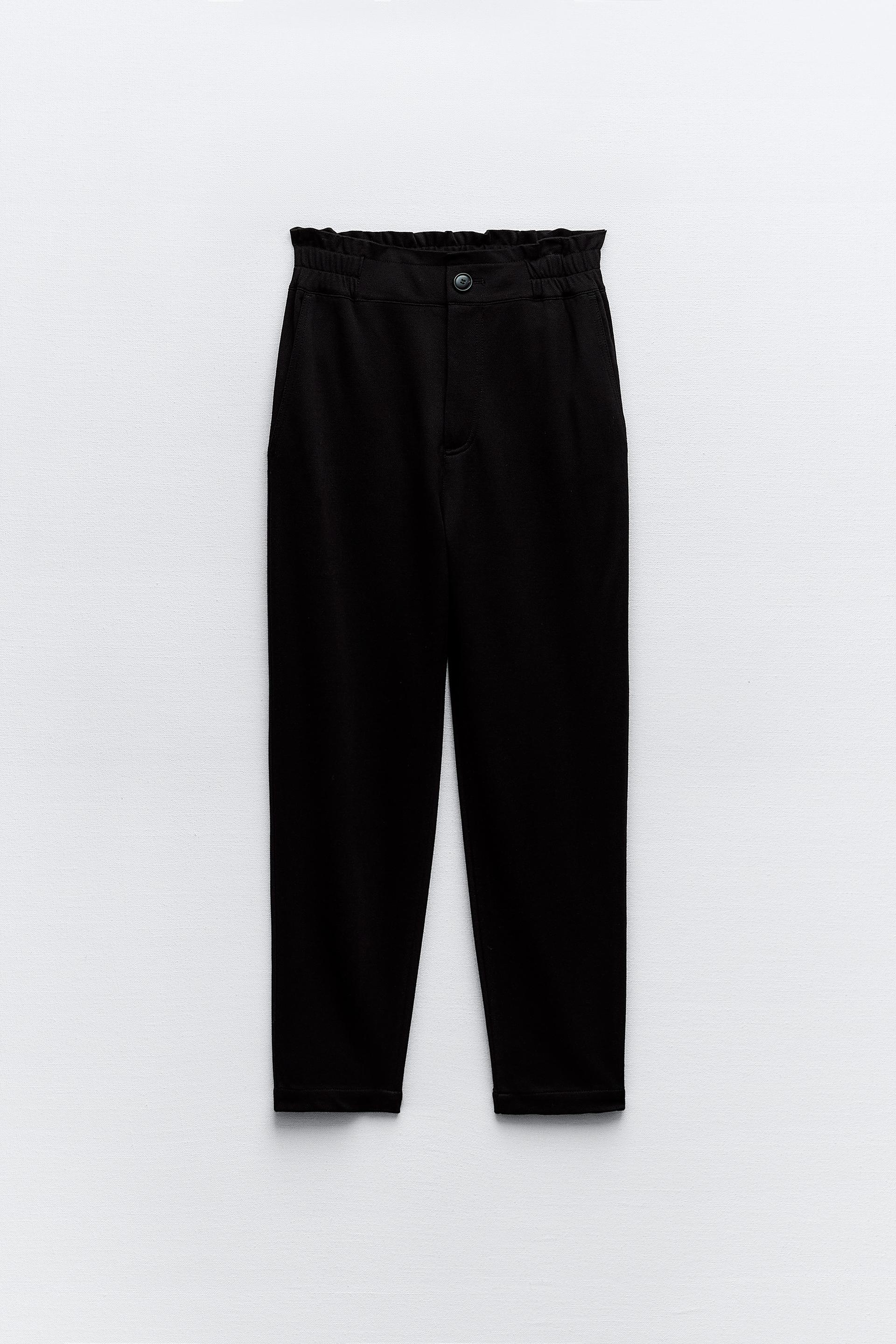 PAPERBAG TROUSERS WITH ELASTIC WAISTBAND Black ZARA Turkey