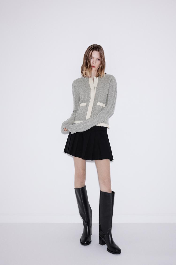 100% WOOL CABLE-KNIT CARDIGAN