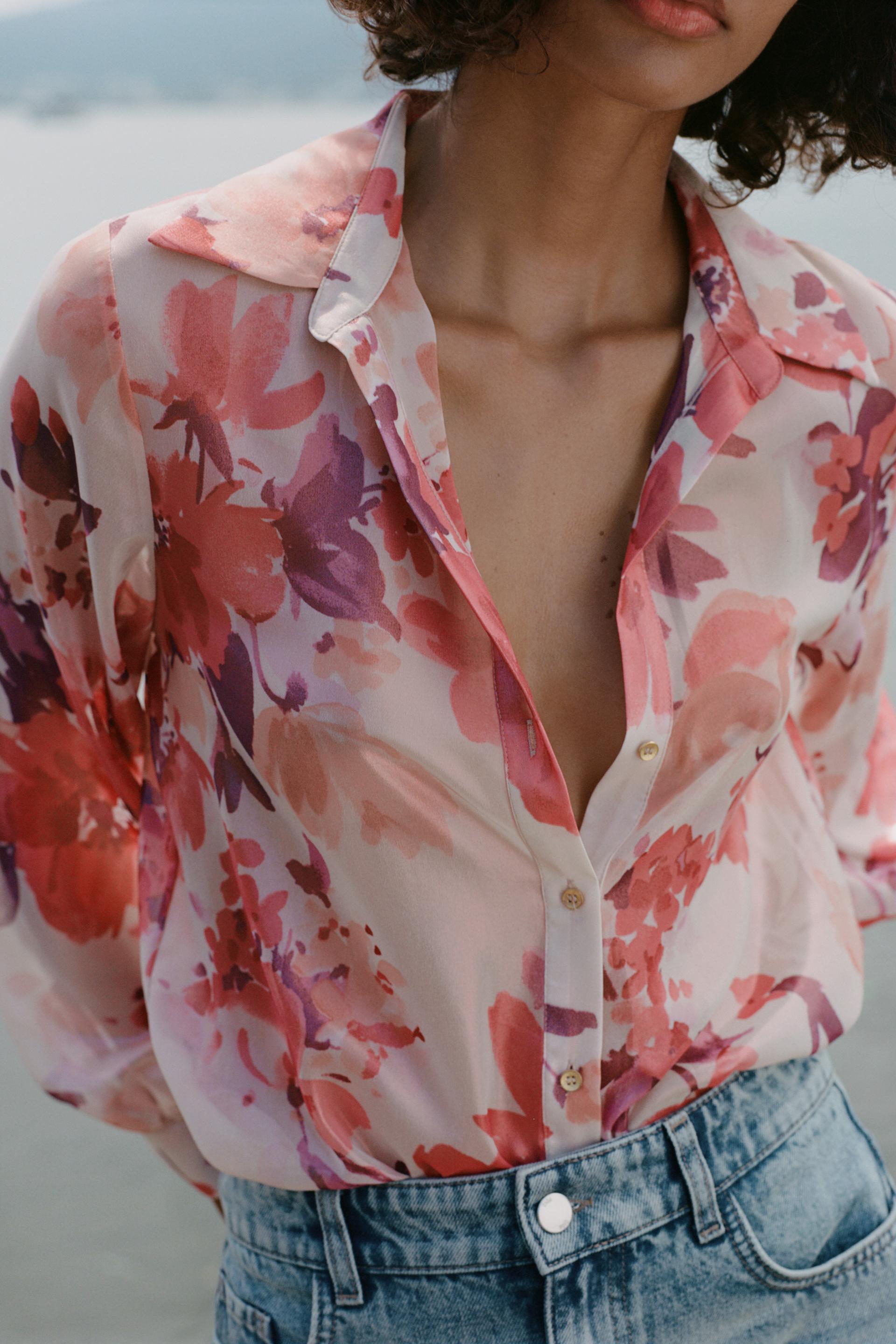 FLORAL PRINT SHIRT White / Pink ZARA South Africa