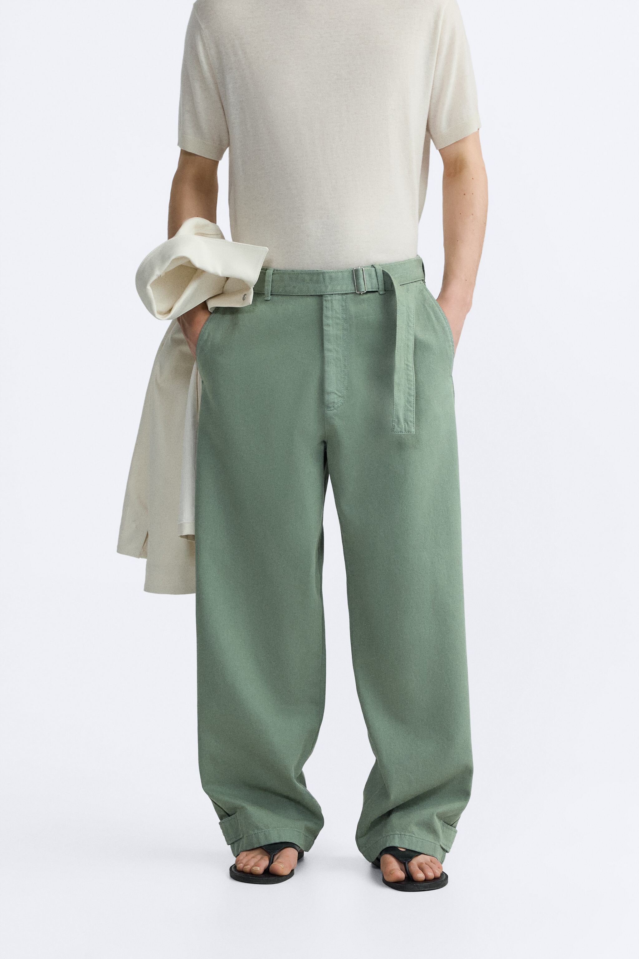 BELTED RELAXED FIT PANTS