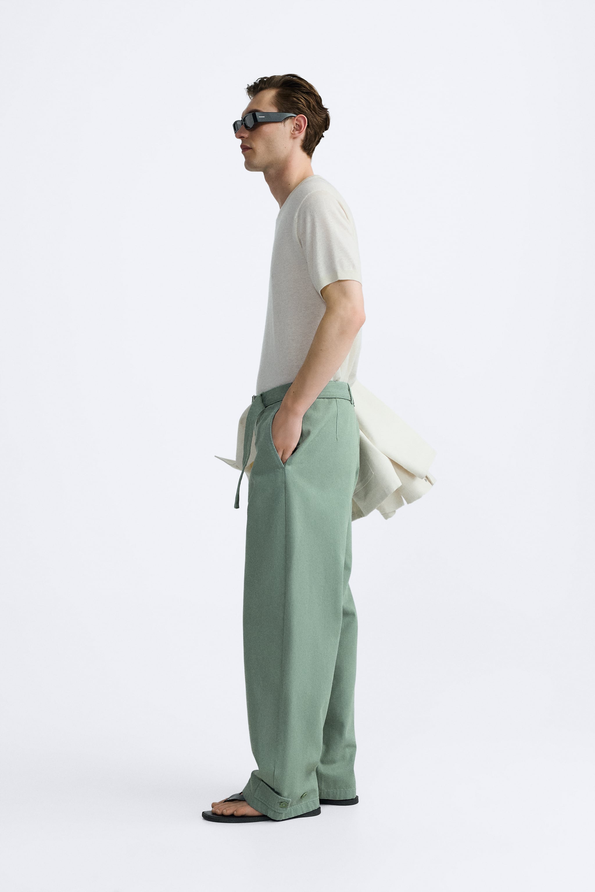 BELTED RELAXED FIT PANTS