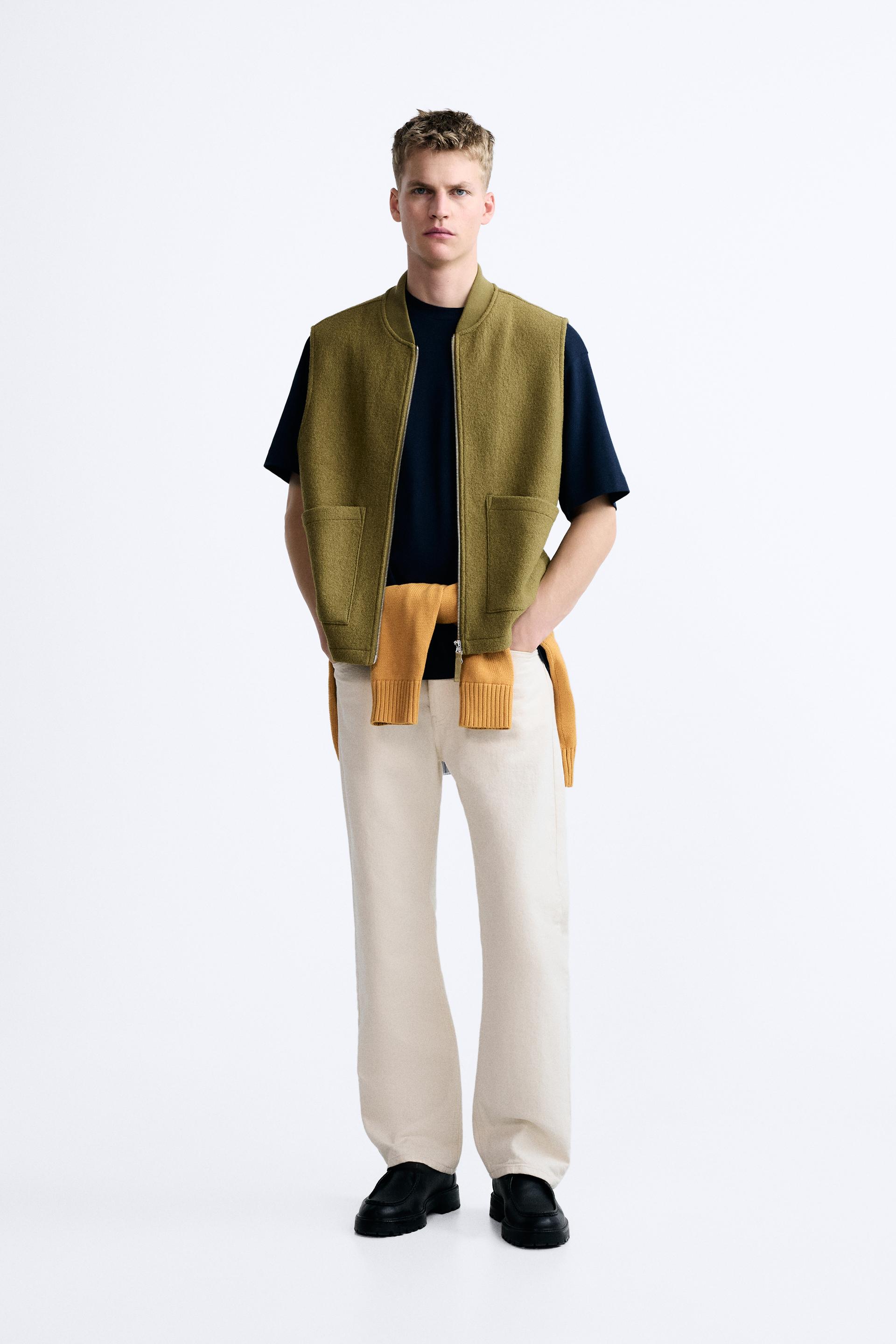 BOUCLÉ TEXTURED WAISTCOAT Olive green ZARA India