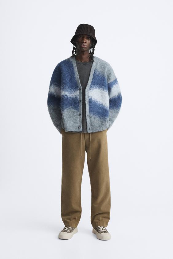 BRUSHED JACQUARD CARDIGAN Grey ZARA Singapore