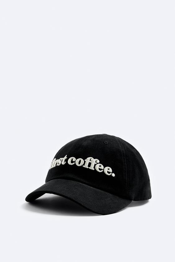 CAP WITH SHORT PEAK AND EMBROIDERY Black ZARA Australia